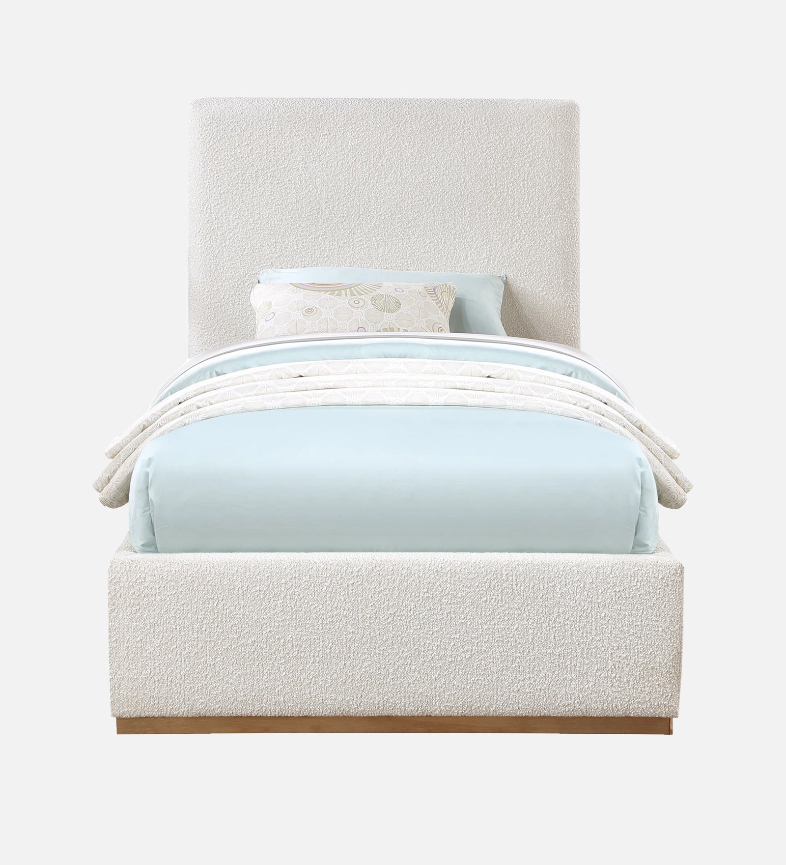 Eddy Boucle Fabric Single Bed in Shell White - Febonic Living