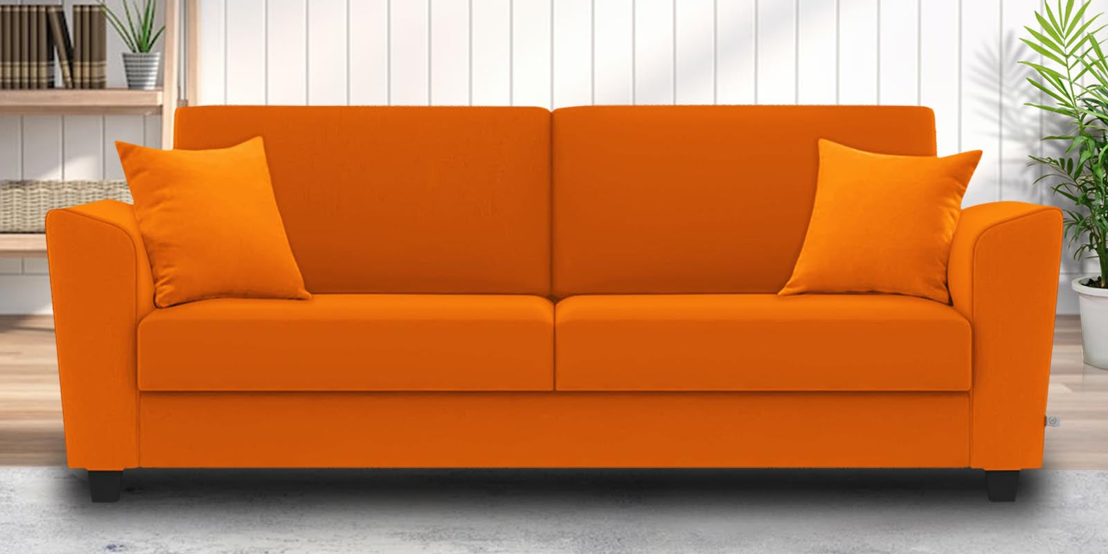 Daku Fabric 3 Seater Sofa In Vivid Orange Colour - Febonic Living