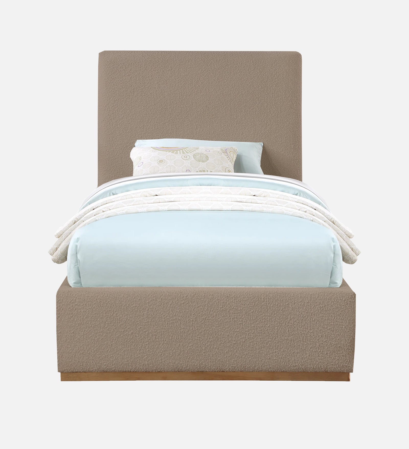 Eddy Boucle Fabric Single Bed in Mushroom Beige - Febonic Living