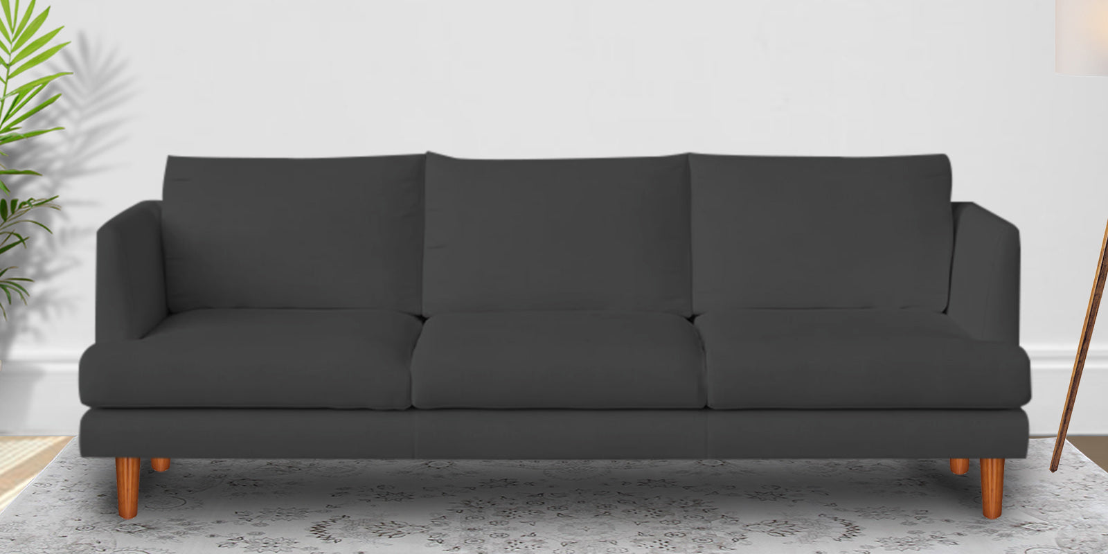 Sokun Fabric 3 Seater Sofa In Charcoal Grey Colour - Febonic Living