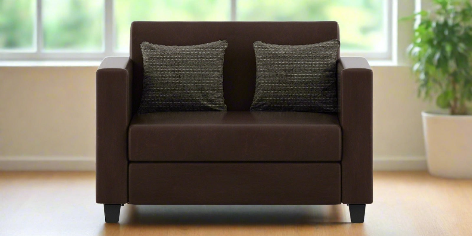 Baley Leatherette 2 Seater Sofa In Dark Brown Colour - Febonic Living