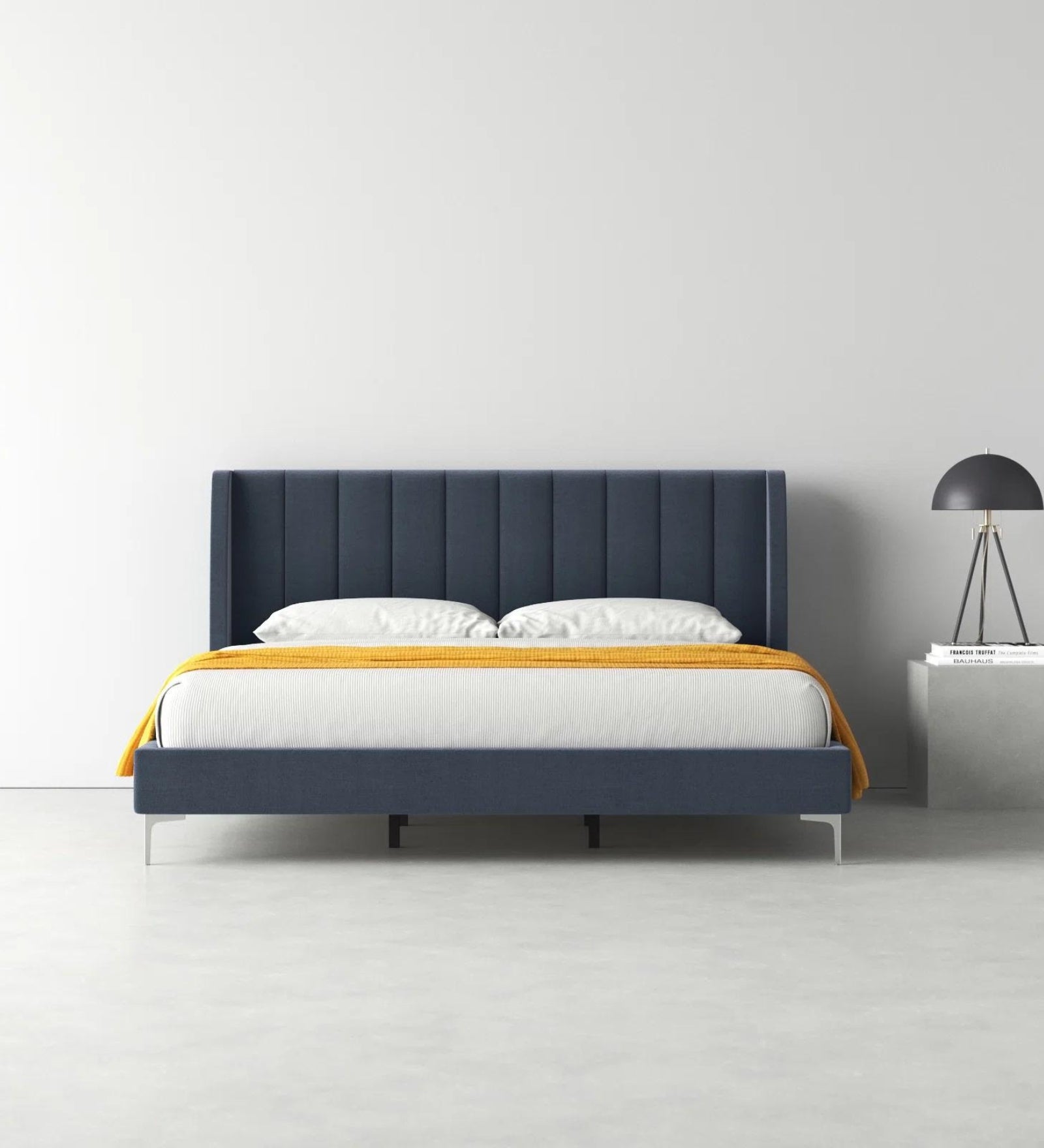 Vitta Fabric King Size Bed In Light Blue Colour - Febonic Living
