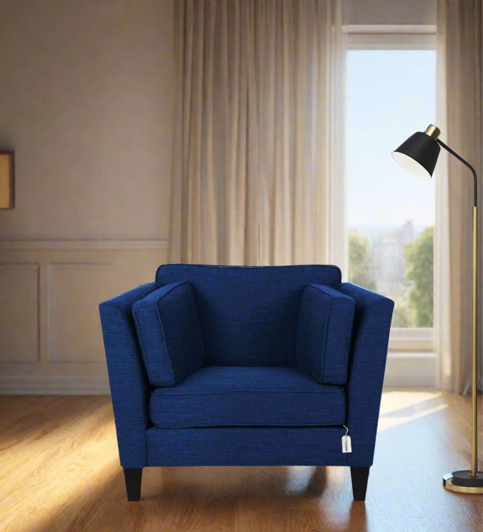 Nigar Fabric 1 Seater Sofa In Royal Blue Colour - Febonic Living