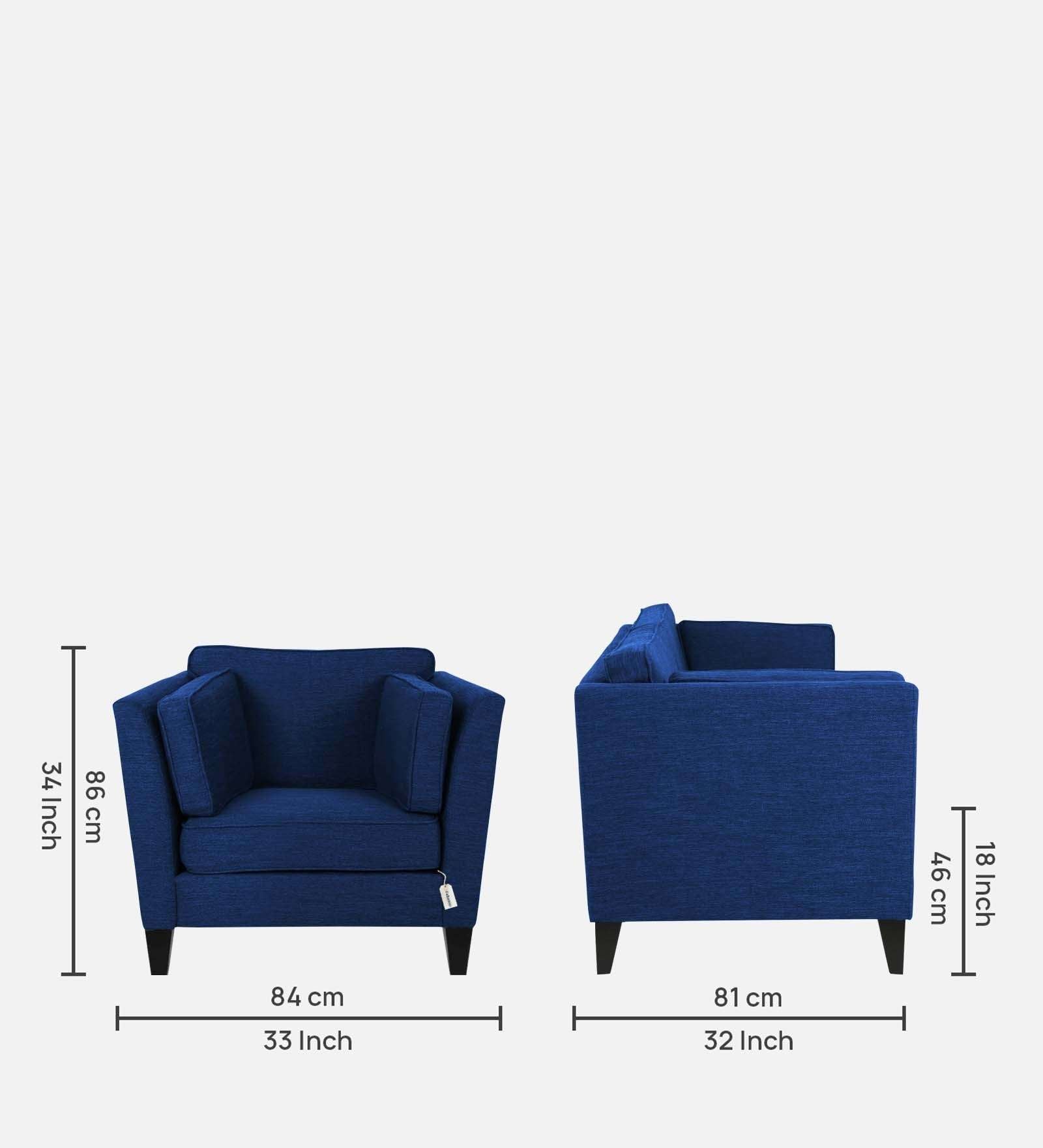 Nigar Fabric 1 Seater Sofa In Royal Blue Colour - Febonic Living