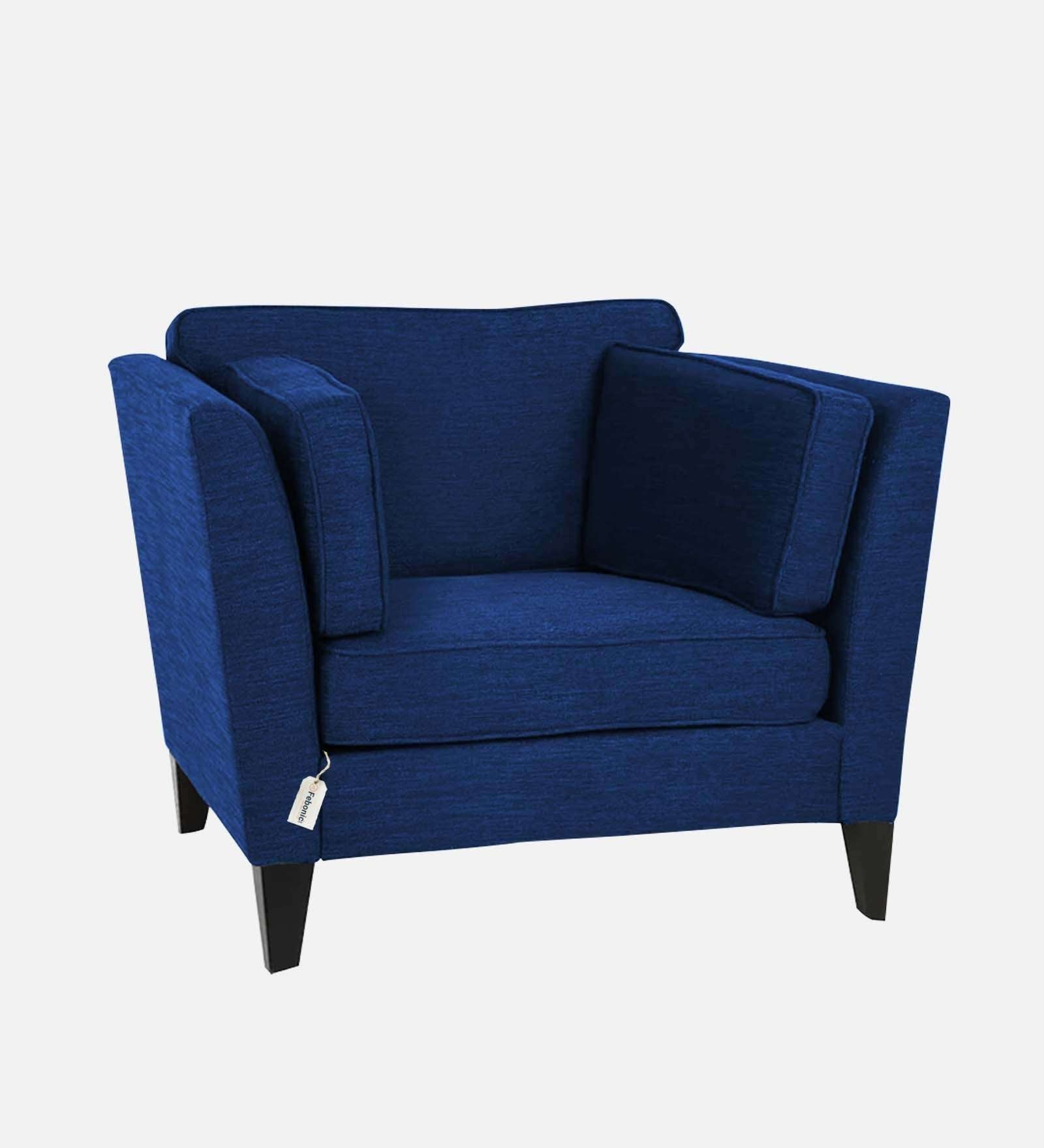 Nigar Fabric 1 Seater Sofa In Royal Blue Colour - Febonic Living