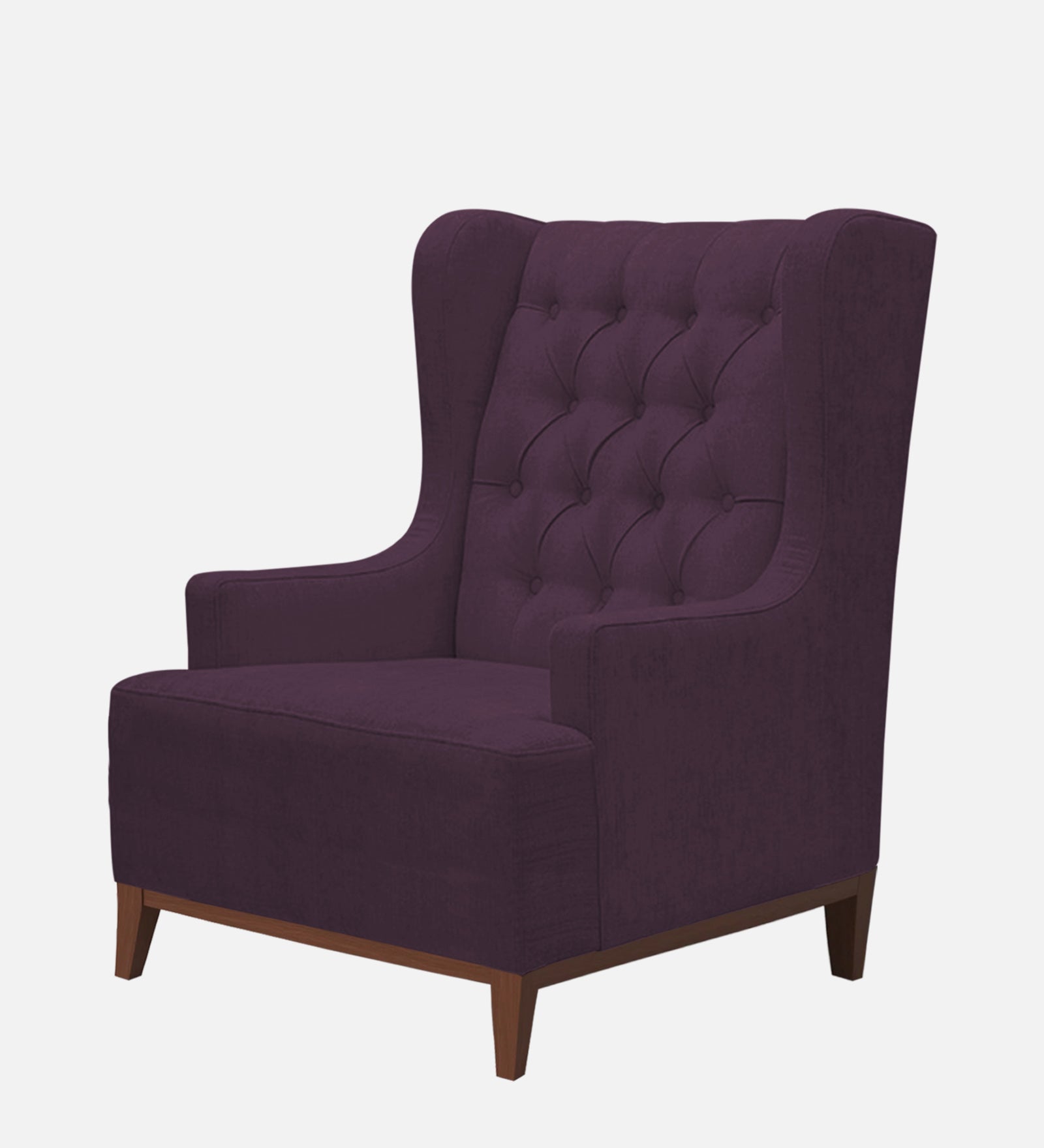 Kuchi Fabric Wing Chair In Greek Purple Colour - Febonic Living