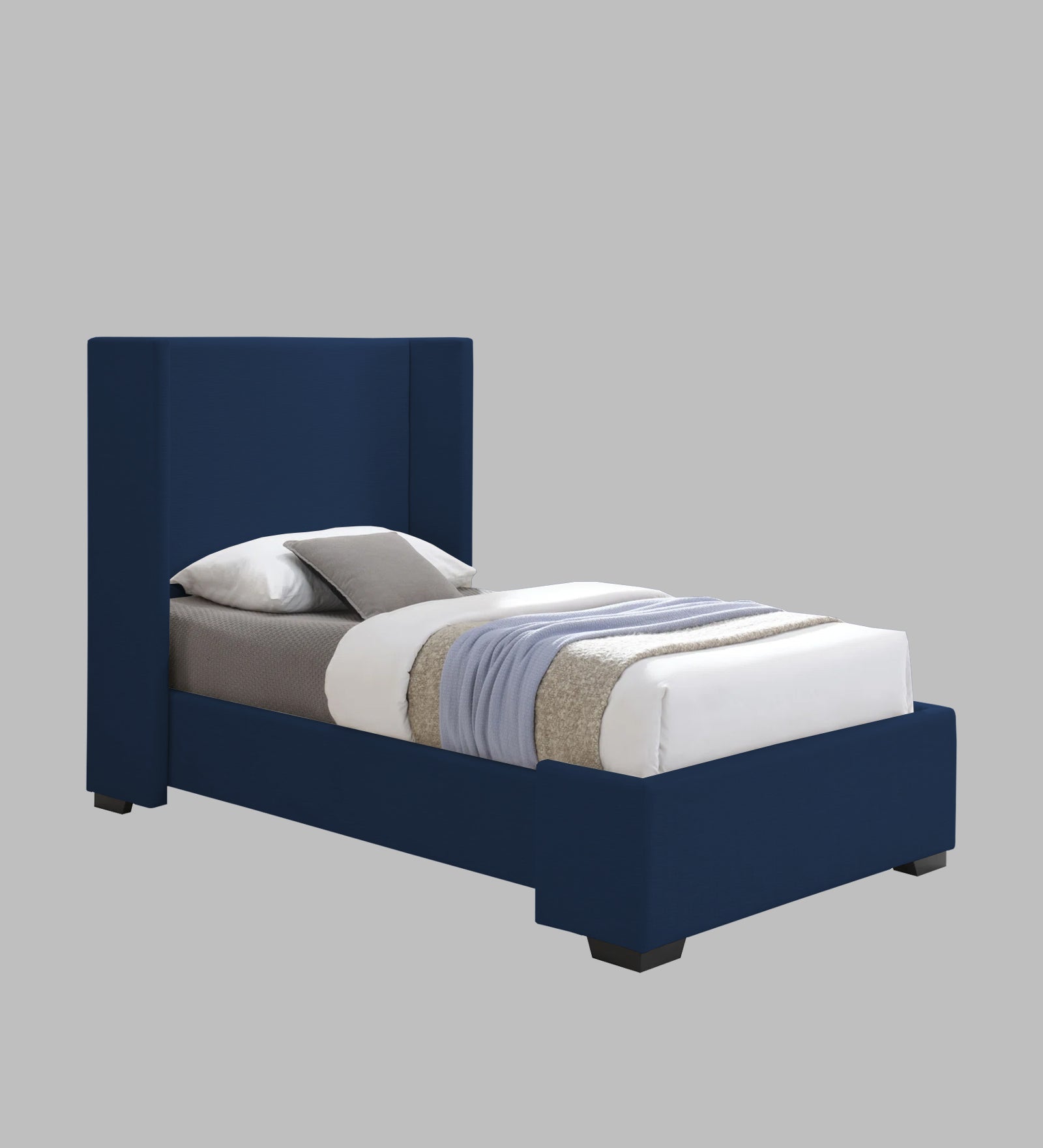 Kirby Fabric Upholstered Single Bed in Royal Blue Colour - Febonic Living