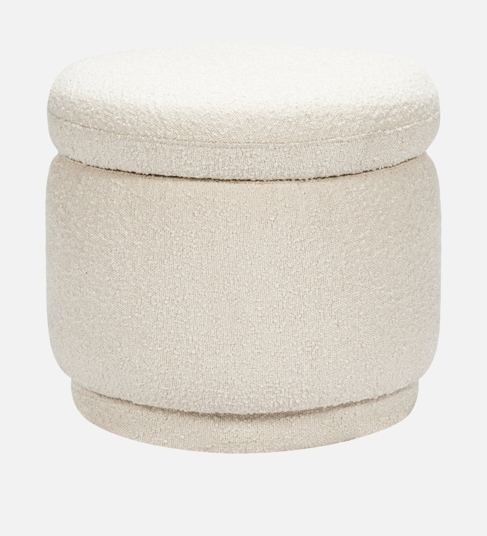 Noki Boucle Fabric Ottoman In Bright White Colour With Storage - Febonic Living