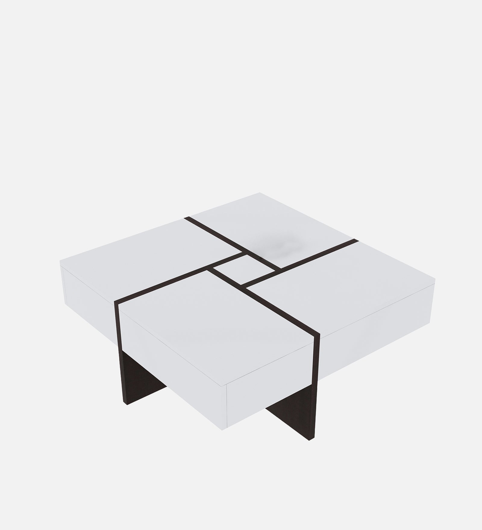 Sonic Coffee Table In Dark Walnut & Frosty White Finish - Febonic Living