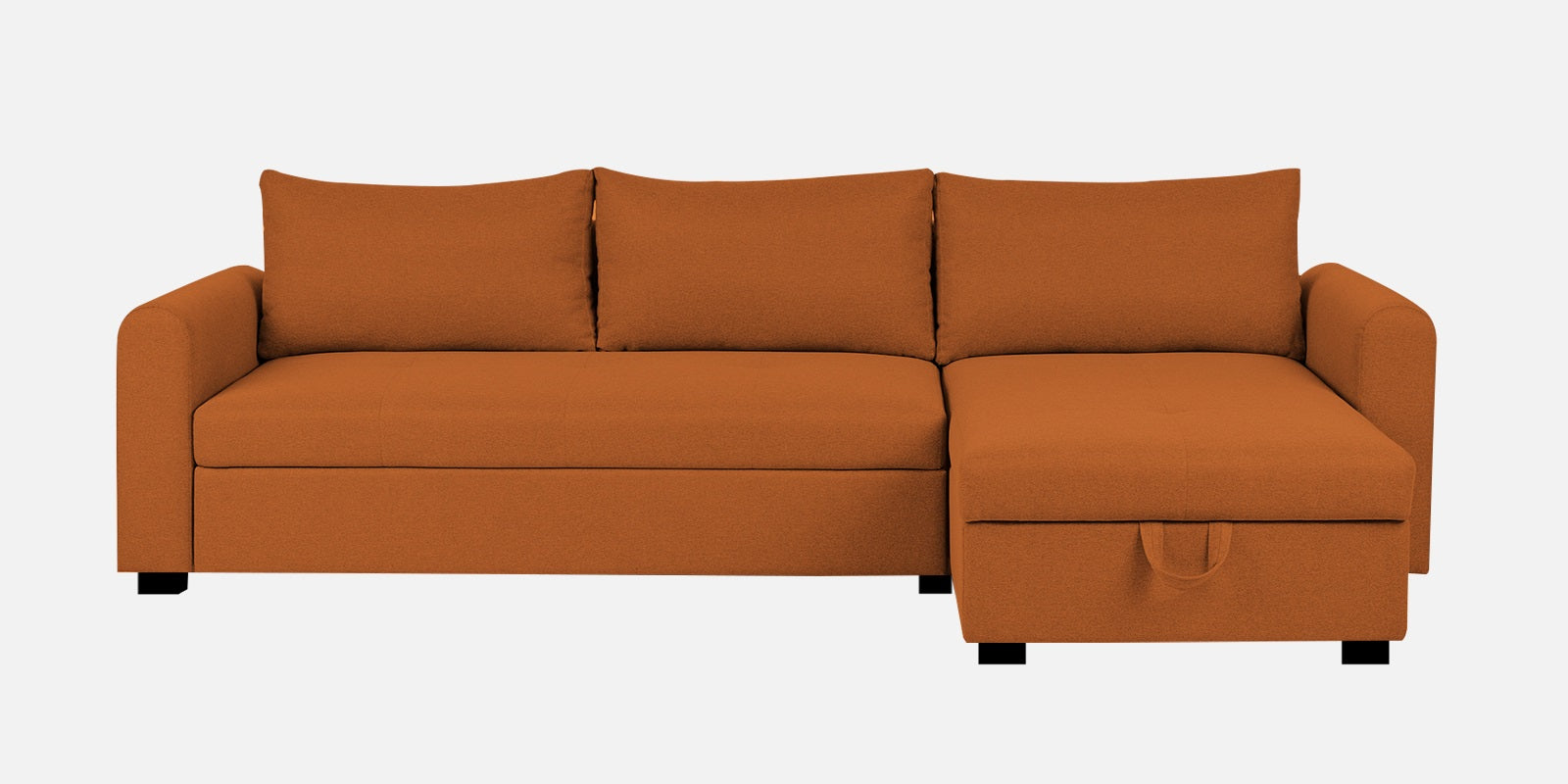 Sigma Fabric LHS Sectional Sofa (3+Lounger) In Vivid Orange Colour - Febonic Living