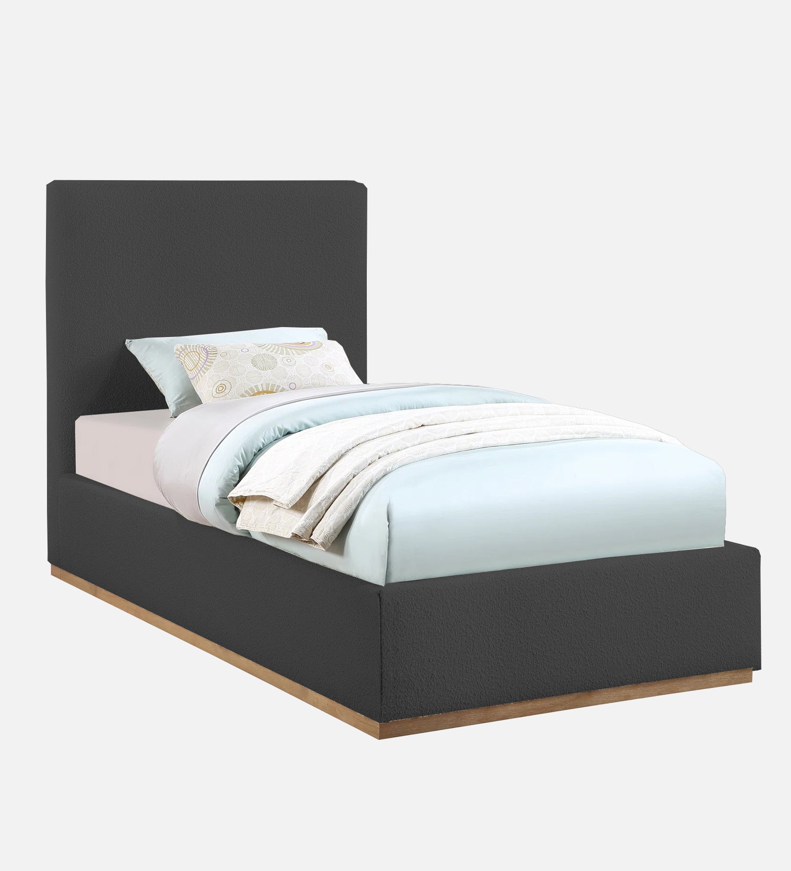 Eddy Boucle Fabric Single Bed in Lava Grey - Febonic Living