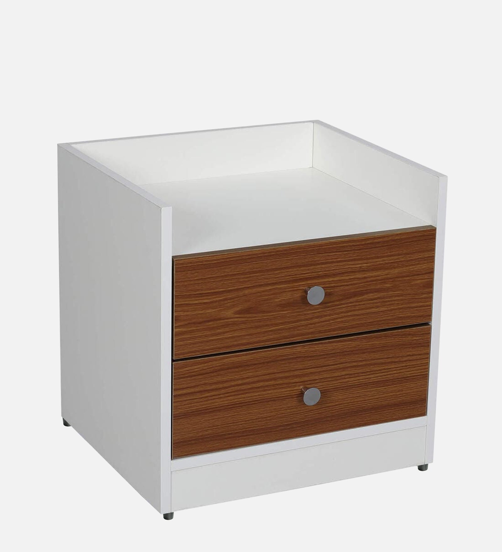 Vexa Bedside Table With Drawer in Oral Walnut & Frosty White Finish - Febonic Living