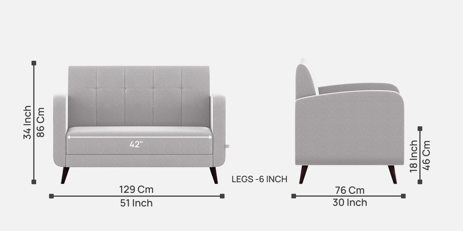 Wiki Velvet 2 Seater Sofa In Concrete grey Colour - Febonic Living