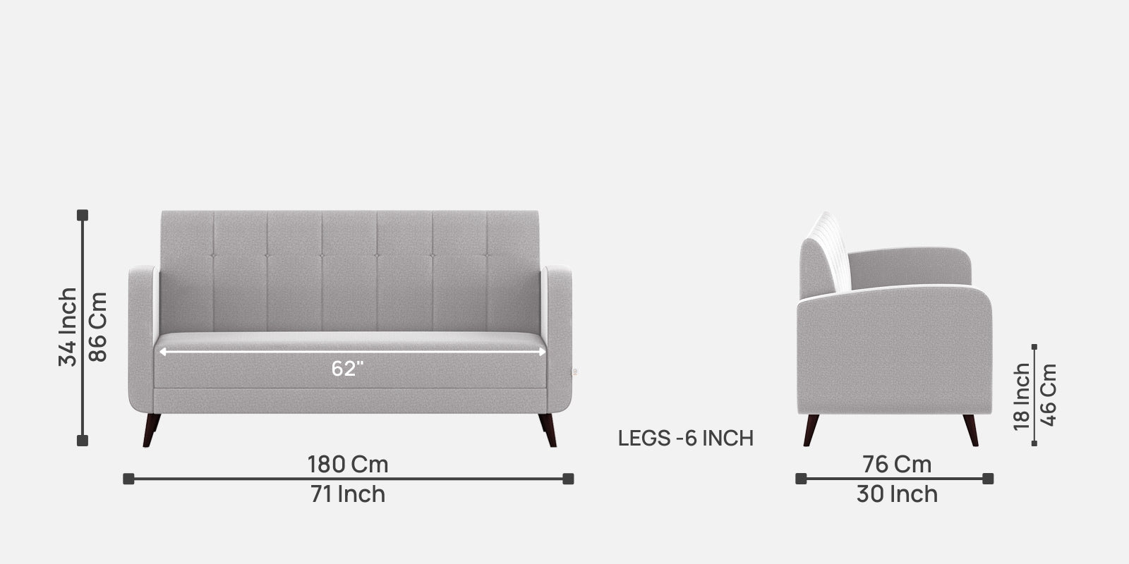Wiki Velvet 3 Seater Sofa in Concrete grey Colour