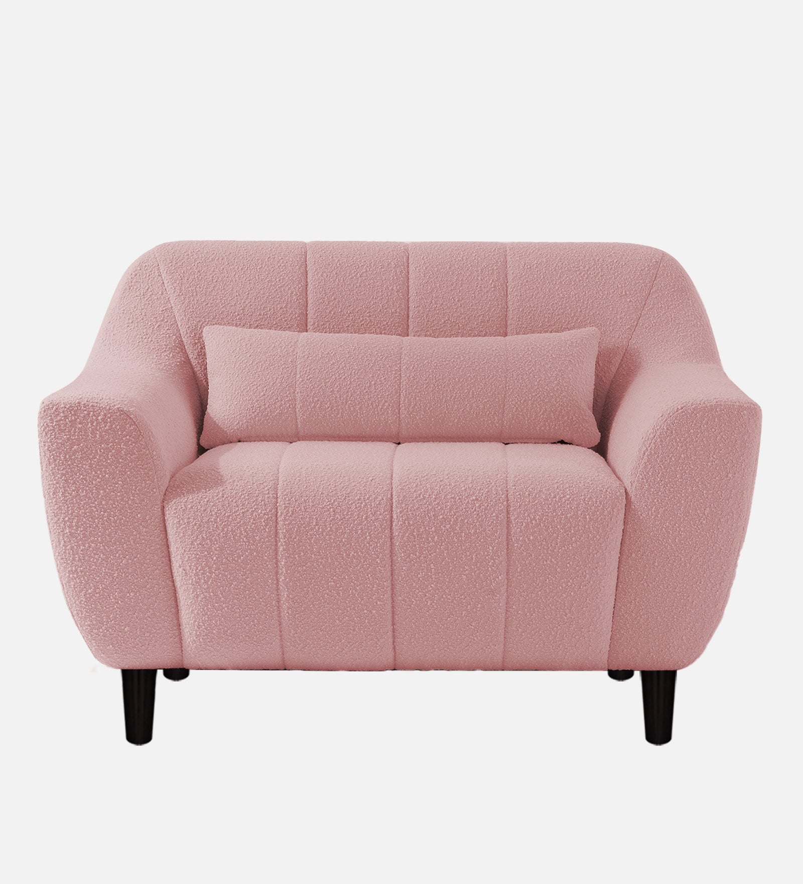 Nesco Boucle Fabric 1 Seater Sofa in Basi Pinc Colour