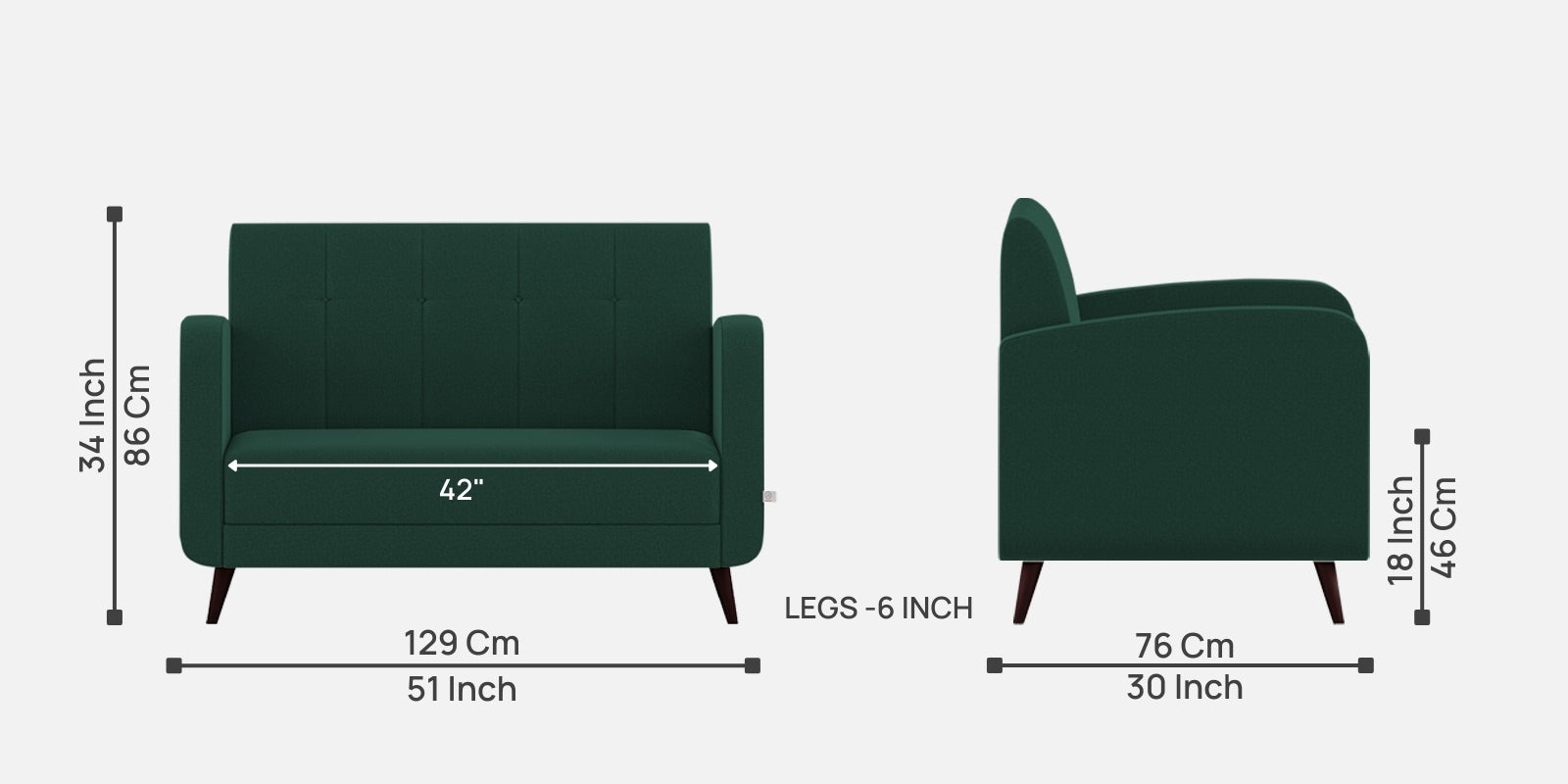 Wiki Velvet 2 Seater Sofa In Forest Green Colour - Febonic Living