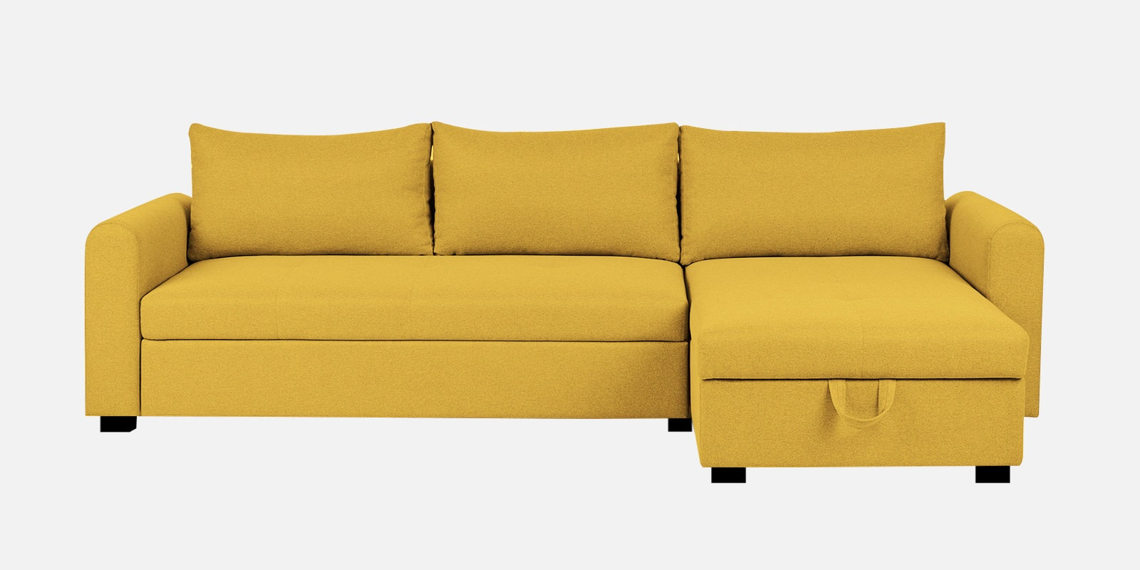 Sigma Fabric LHS Sectional Sofa (3+Lounger) In Bold Yellow Colour - Febonic Living