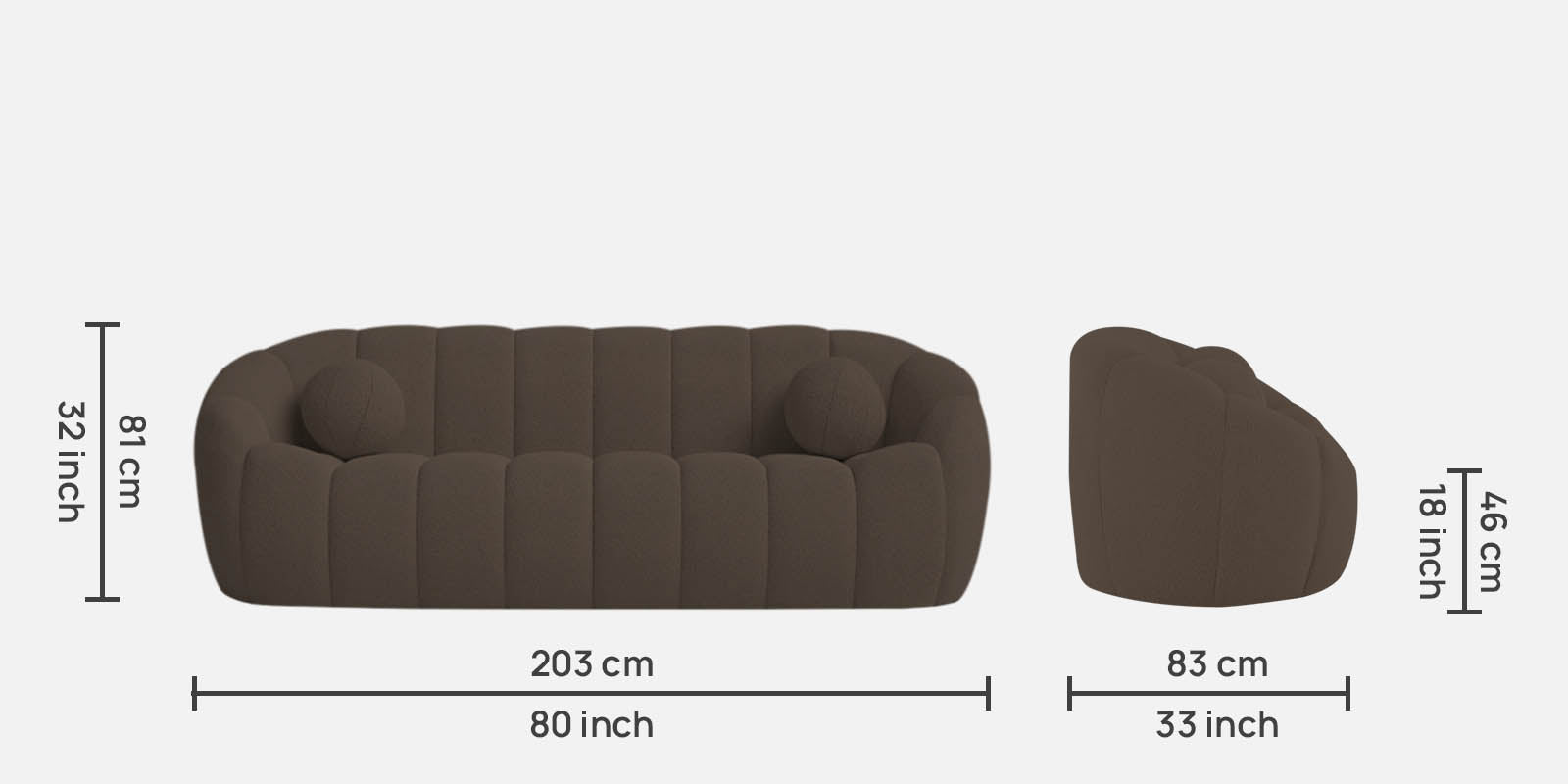 Boucle Fabric 3 Seater Sofa In Niya Beige Colour - Febonic Living