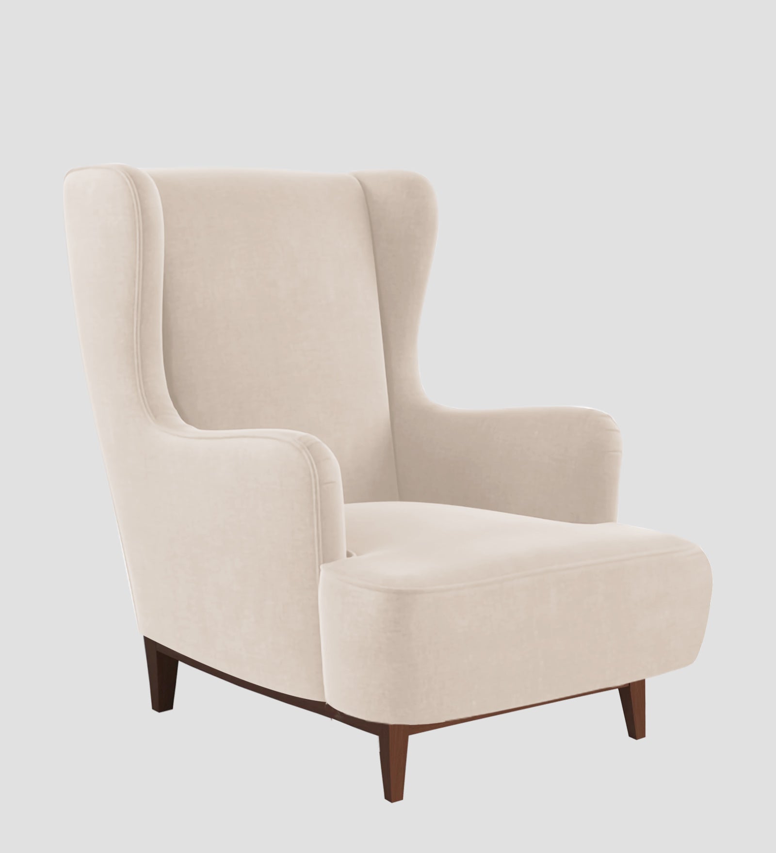 Suri Velvet Wing Chair In Camel Beige Colour - Febonic Living