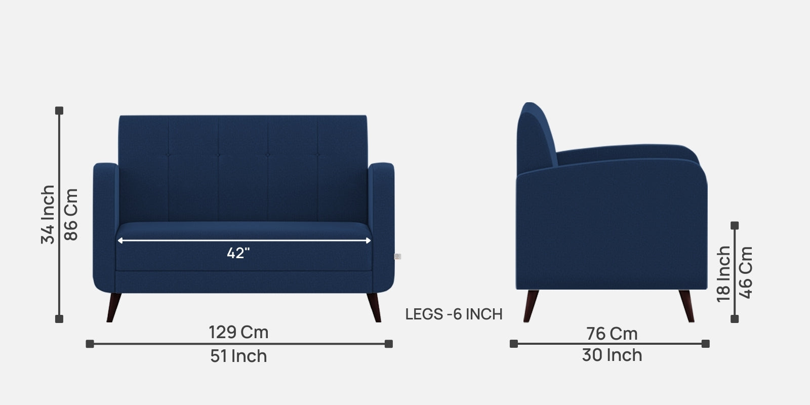 Wiki Velvet 2 Seater Sofa In Imperial Blue Colour - Febonic Living