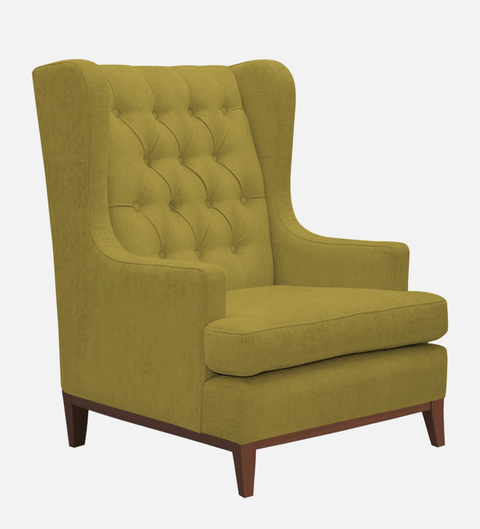 Panas Fabric Wing Chair In Parrot Green Colour - Febonic Living