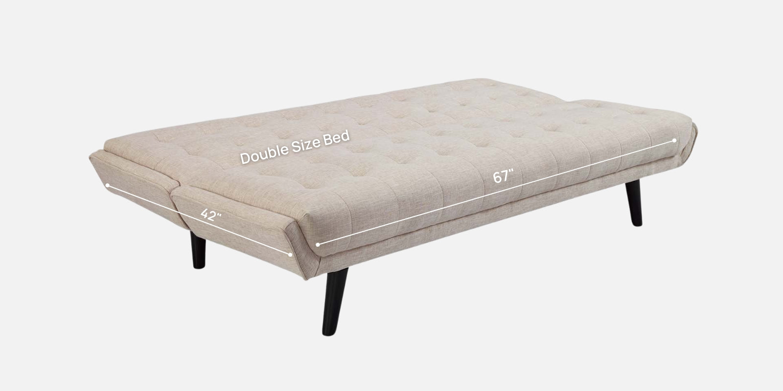 Saso Fabric Convertible Sofa Cum Bed In Ivory Cream Colour - Febonic Living