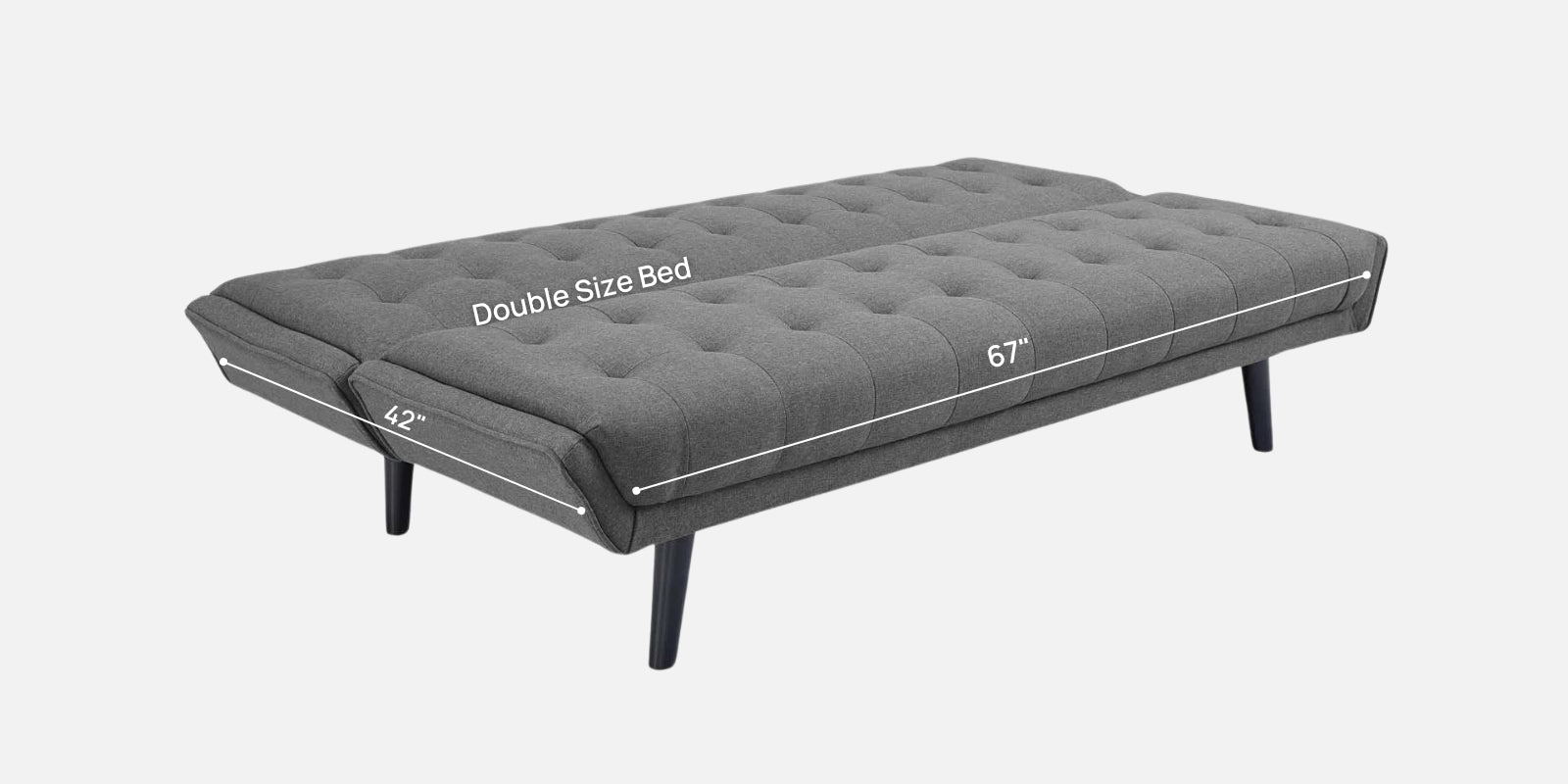 Saso Fabric 3 Seater Convertible Sofa Cum Bed In Charcoal Grey - Febonic Living