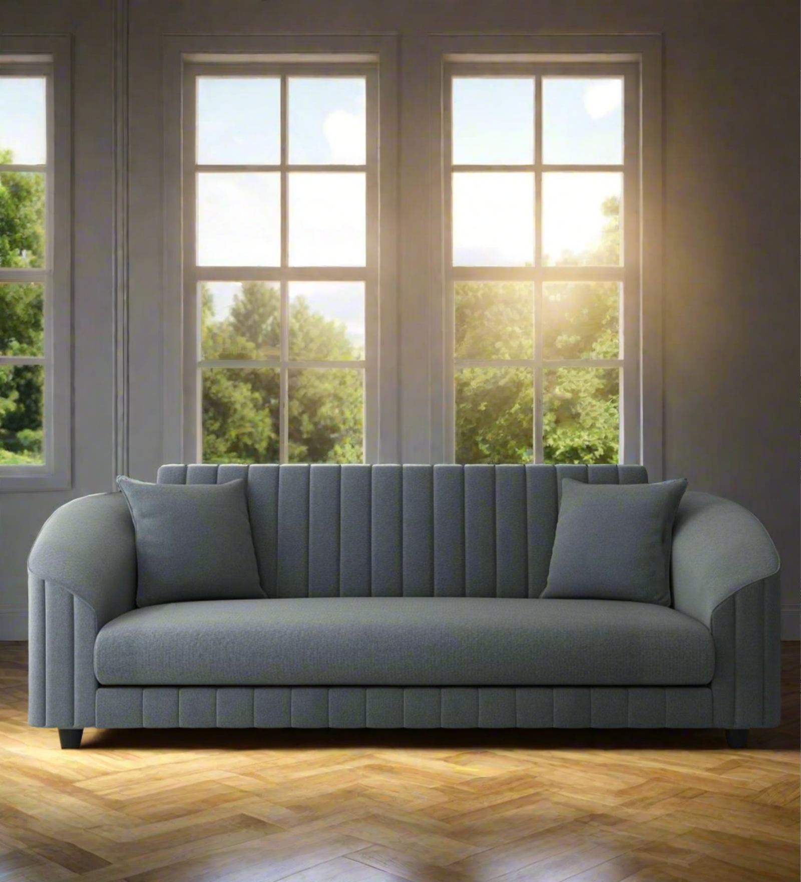 Bubu Velvet 3 Seater Sofa In Pupple Grey Colour - Febonic Living