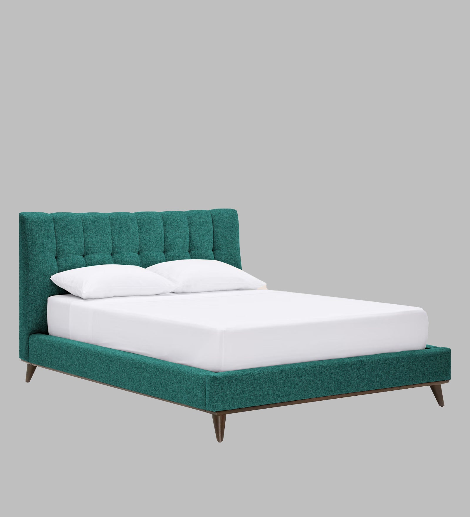Jasmin Fabric Upholstered Queen Bed in Sea Green Colour