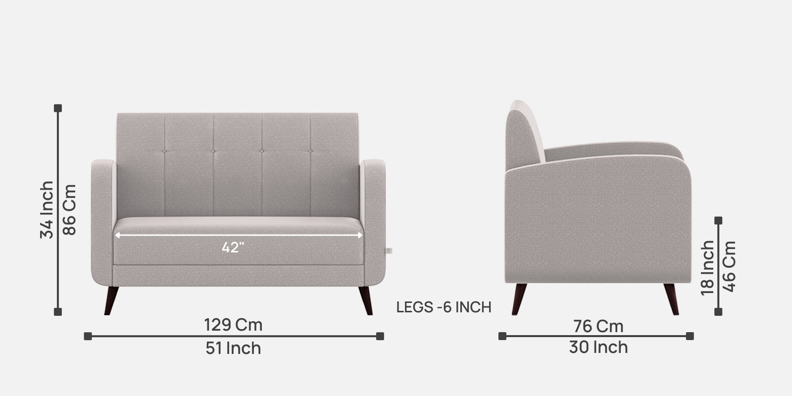 Wiki Velvet 2 Seater Sofa In Pearl Grey Colour - Febonic Living