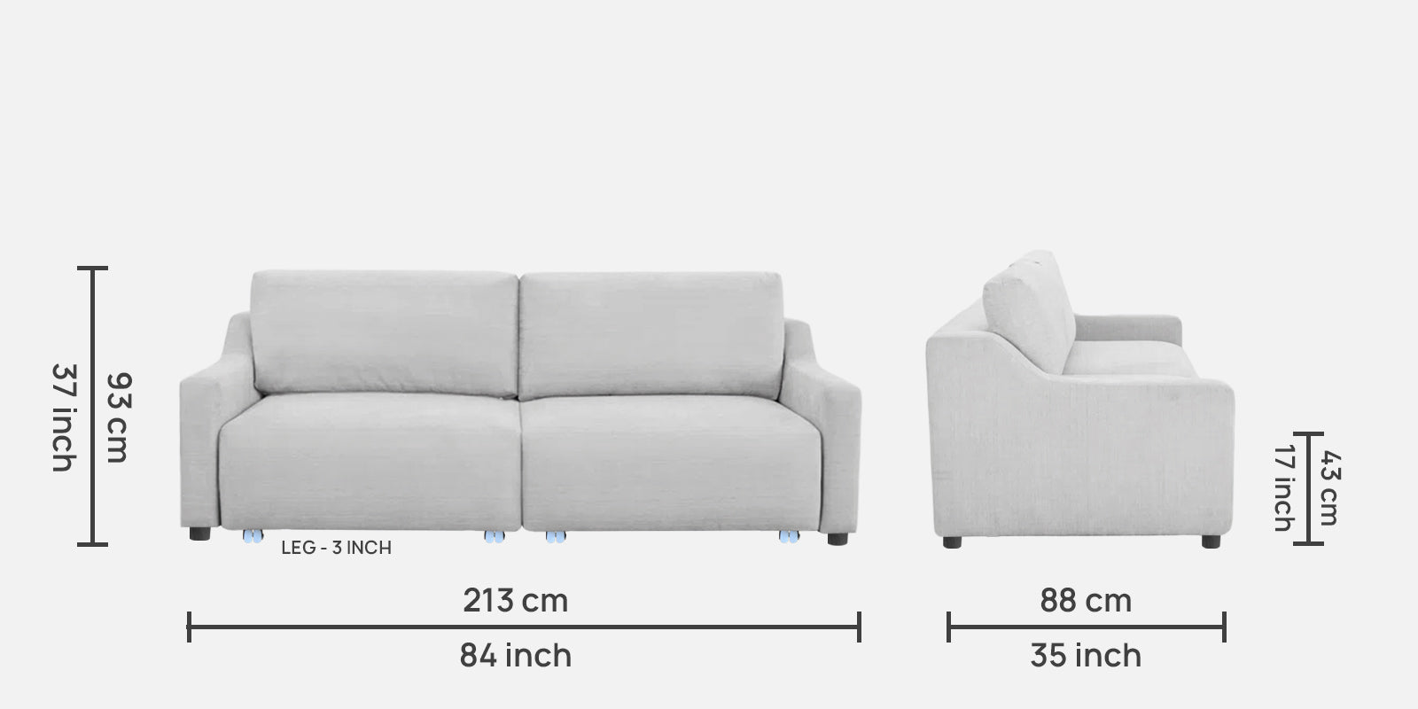 Gabby Fabric 3 Seater Pull Out Sofa Cum Bed In Lit Grey Colour - Febonic Living