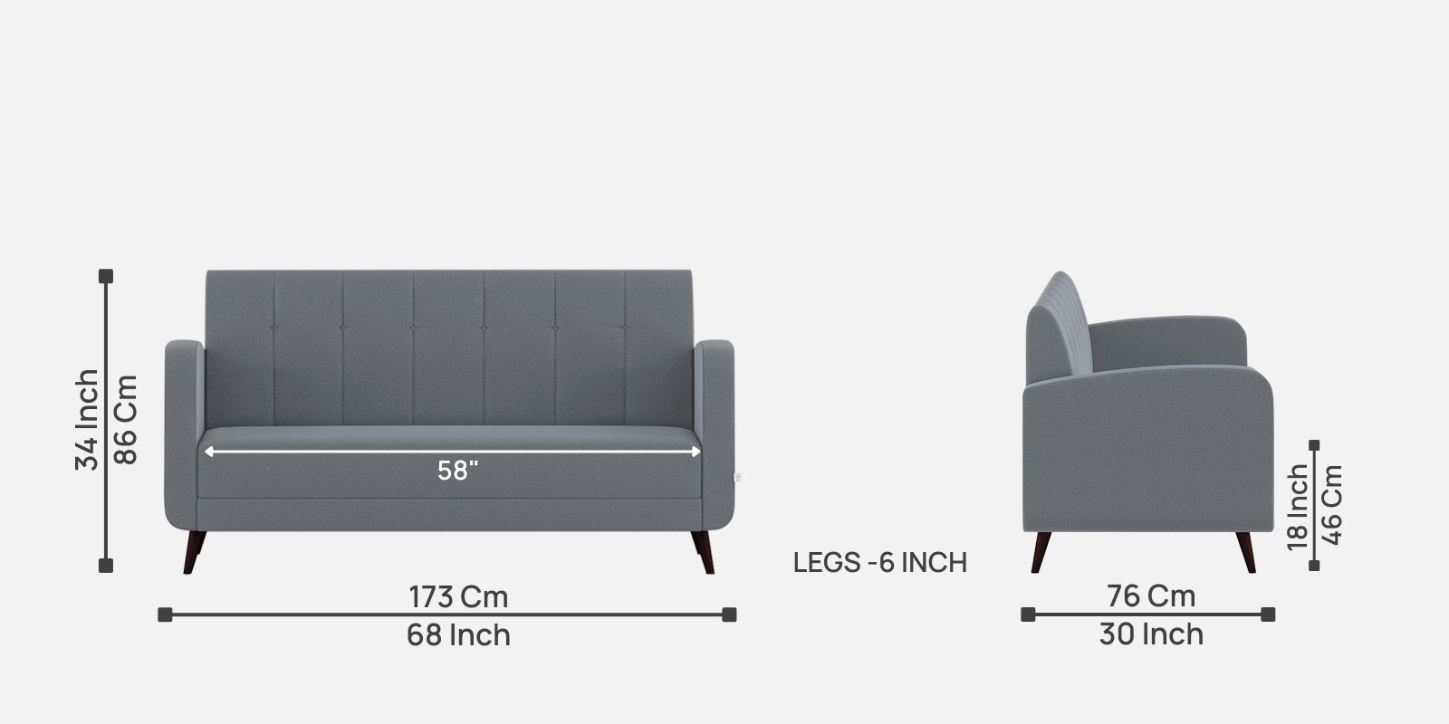Wiki Velvet 3 Seater Sofa In Pubble Grey Colour - Febonic Living