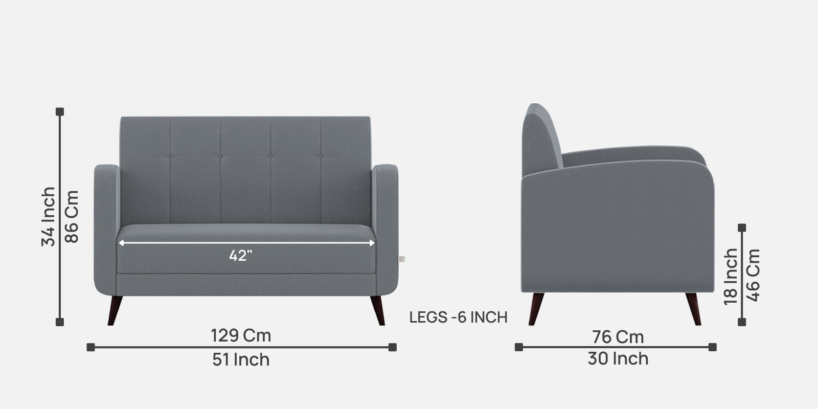 Wiki Velvet 2 Seater Sofa In Pubble Grey Colour - Febonic Living