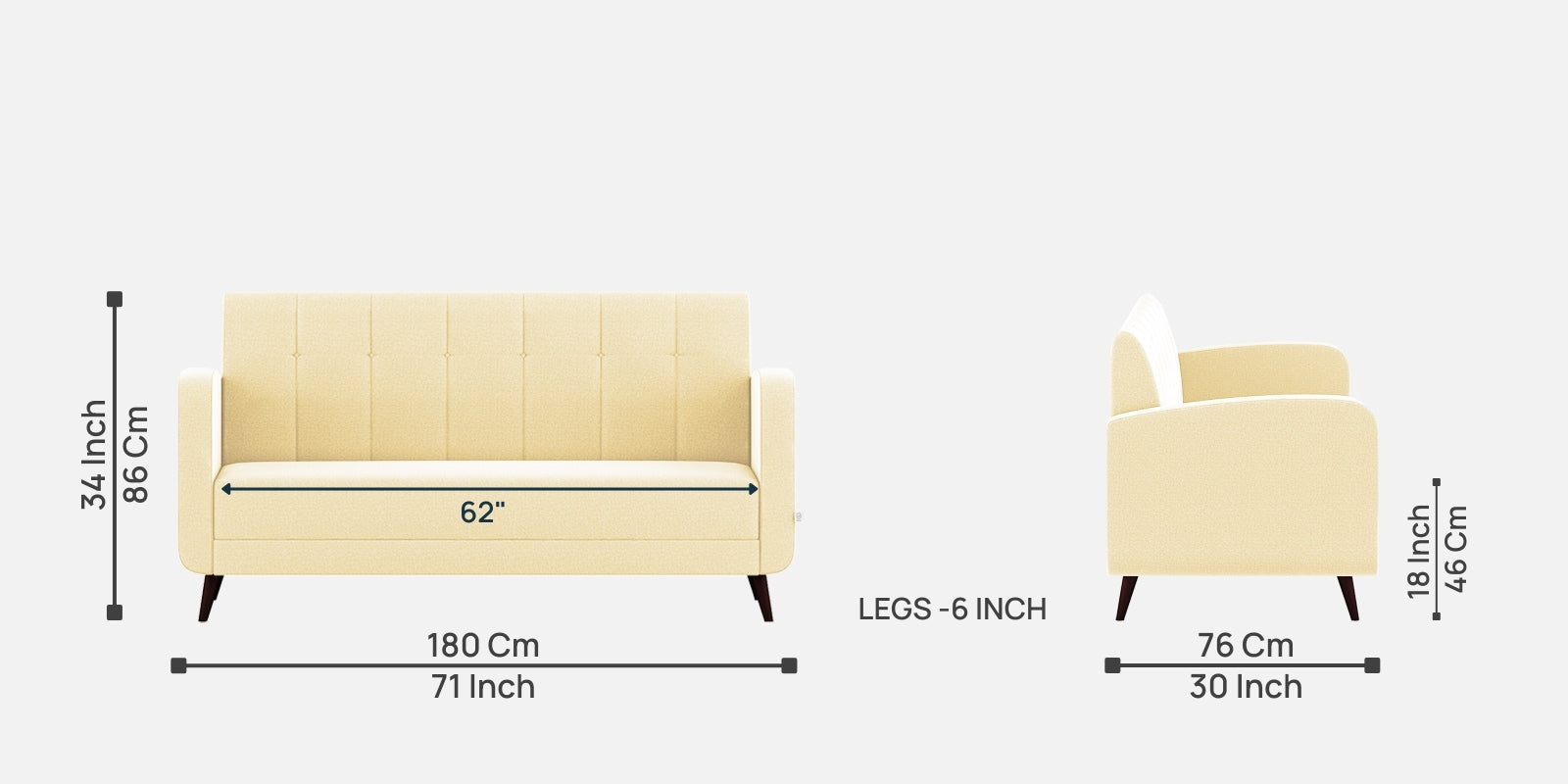 Wiki Velvet 3 Seater Sofa In Sandy Beige Colour - Febonic Living