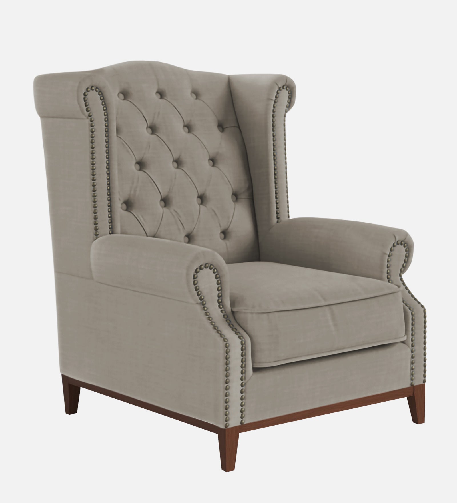 Nory Fabric Wing Chair In Ash Grey Colour - Febonic Living