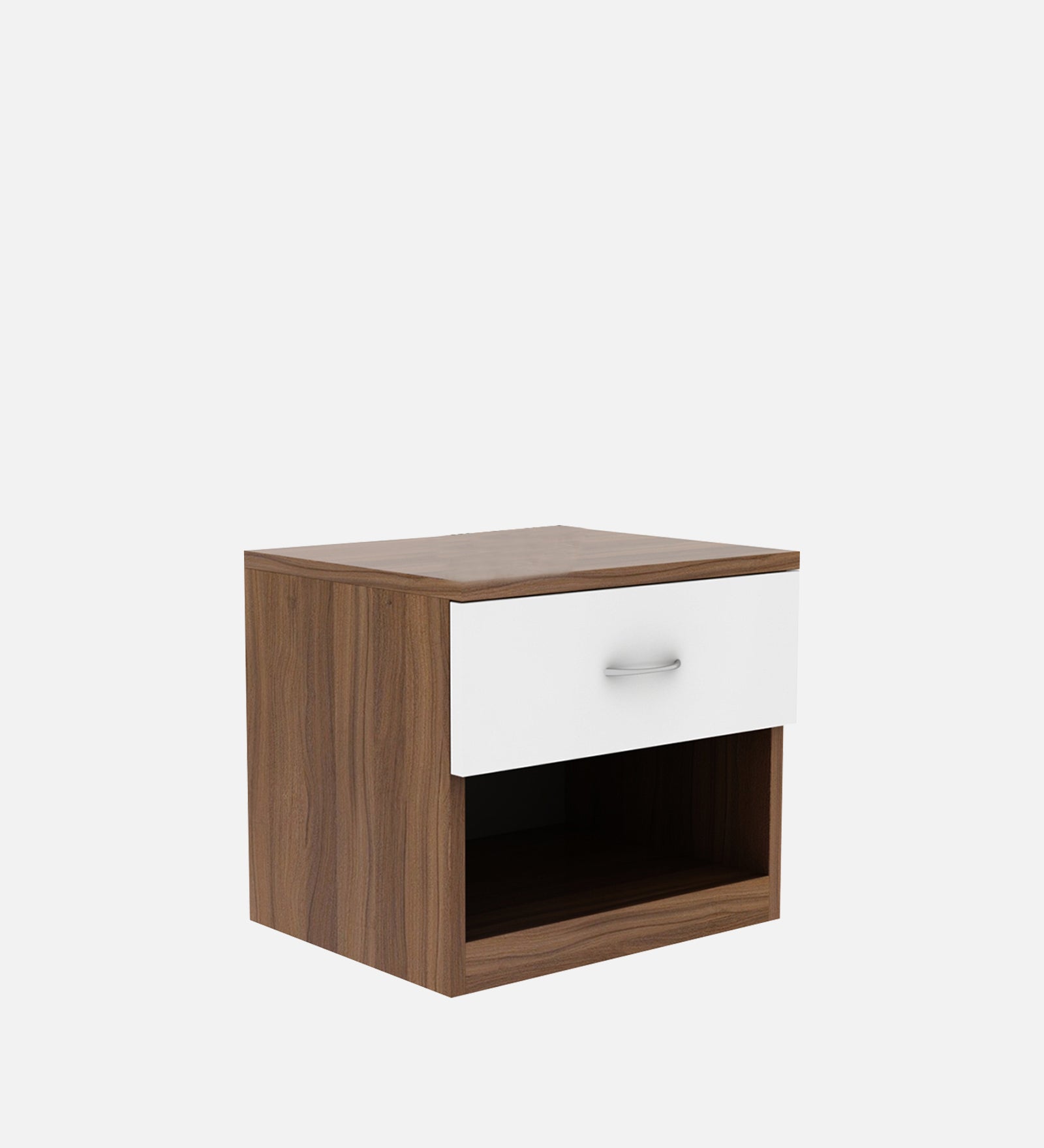 Rona Bedside Table With Drawer in Oral Walnut & Frosty White Finish - Febonic Living
