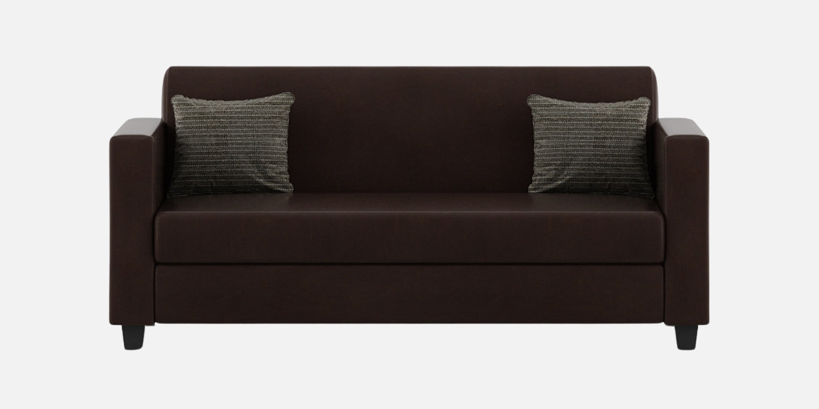 Baley Leatherette 3 Seater Sofa In Dark Brown Colour - Febonic Living