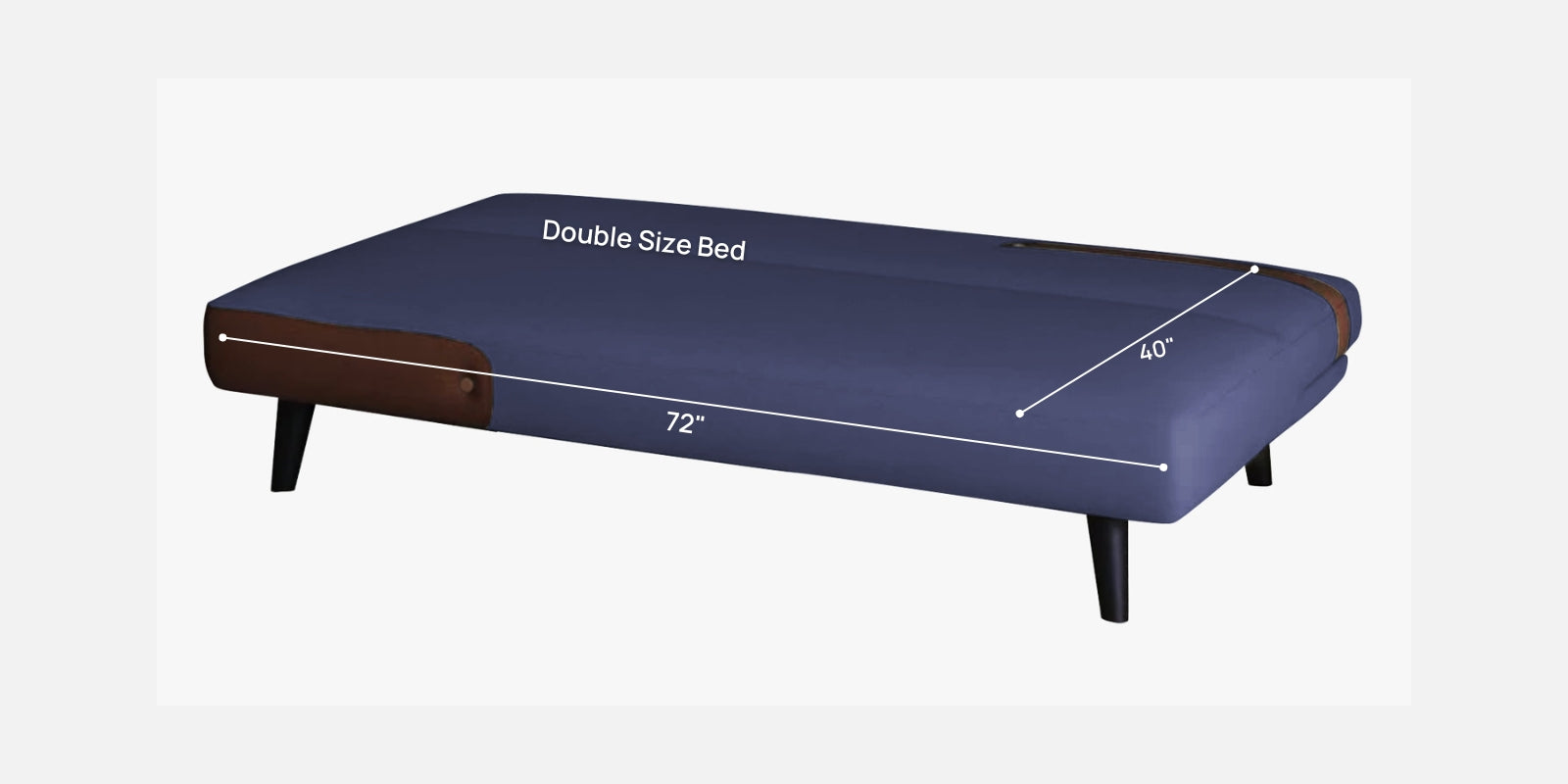 Vedan Fabric 3 Seater Convertible Sofa Cum Bed In Slate Blue Colour - Febonic Living