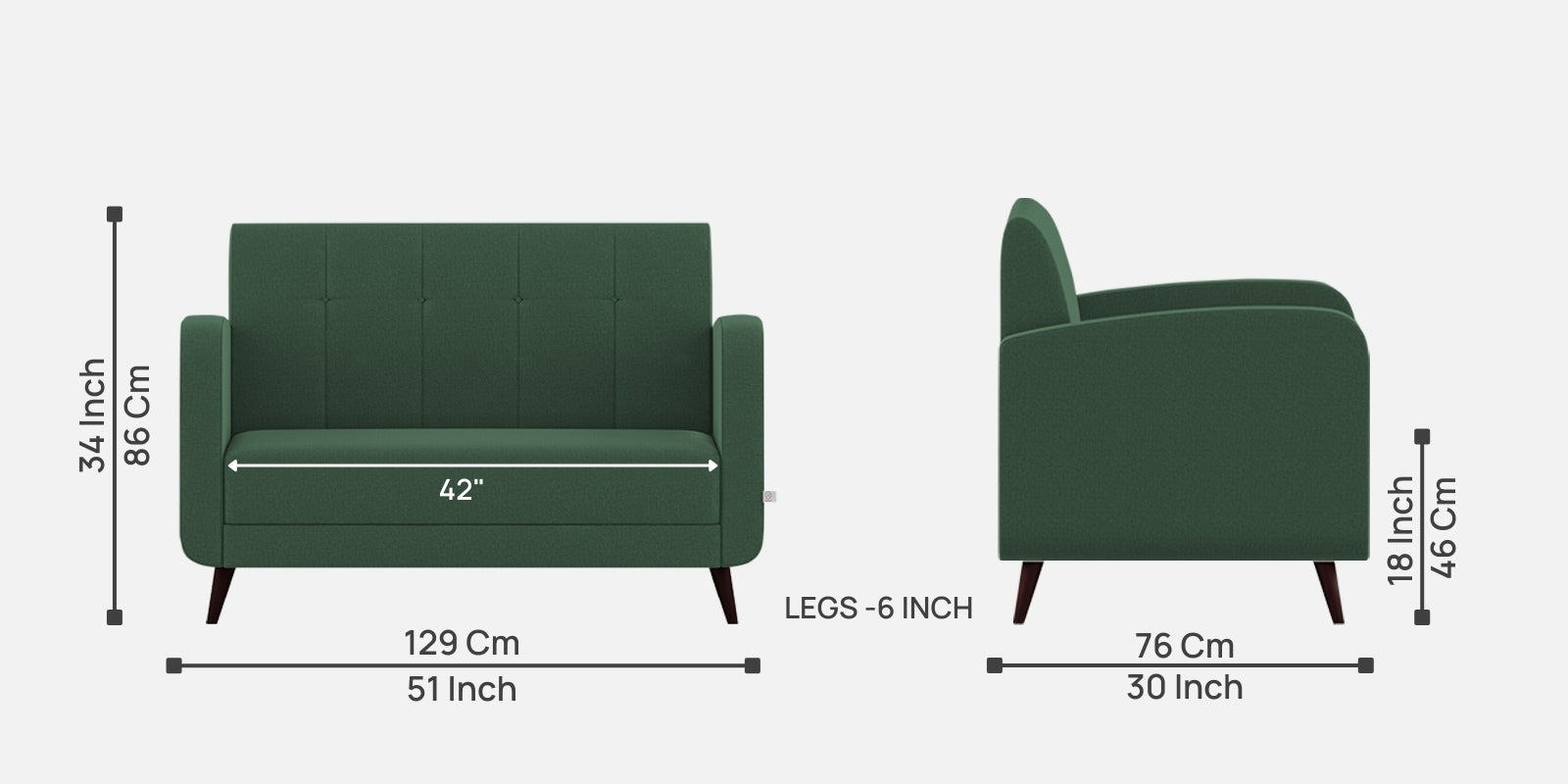 Wiki Velvet 2 Seater Sofa In Amazon Green Colour - Febonic Living