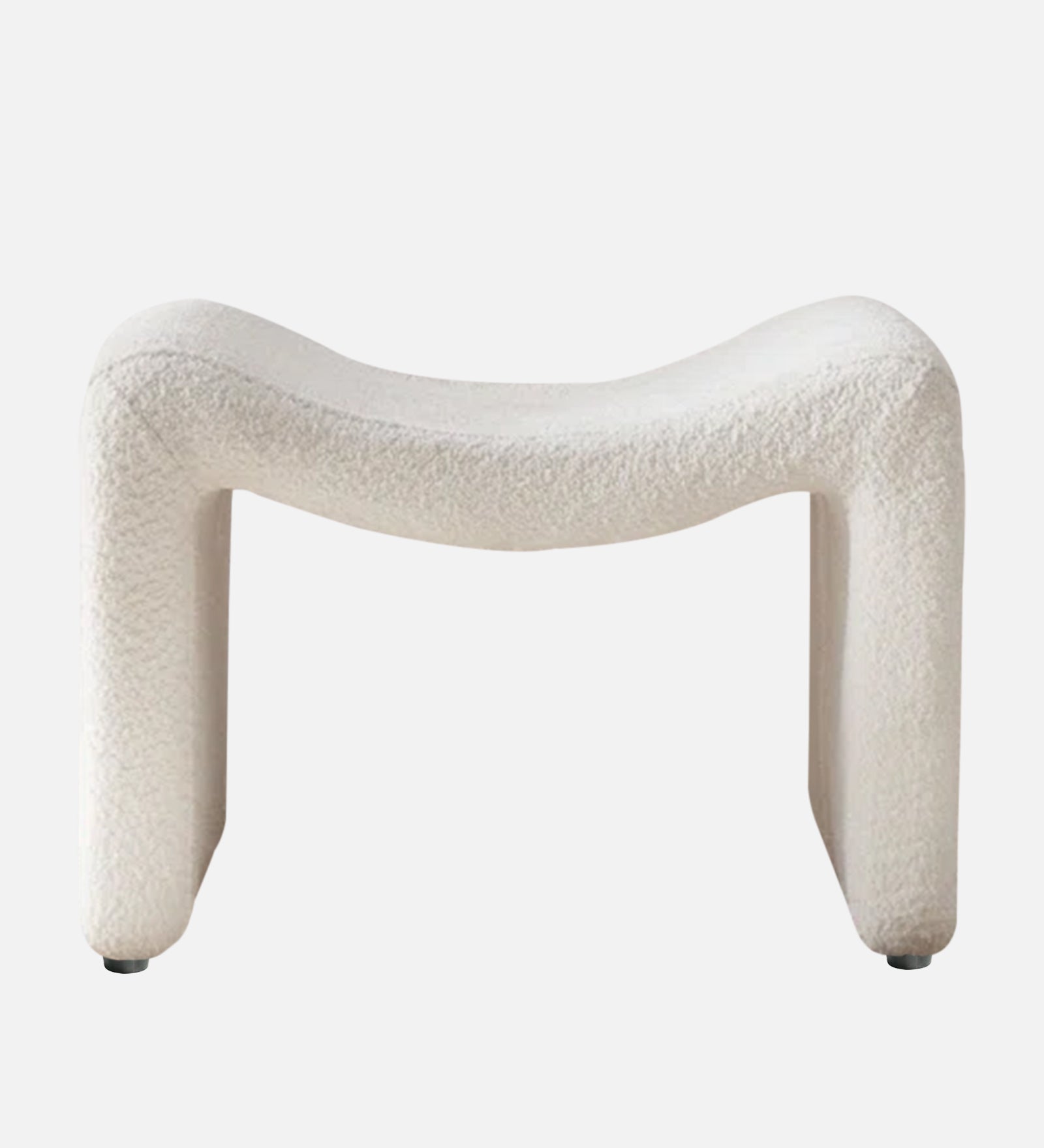 Olive Boucle Foot Stool In Bright White Colour - Febonic Living