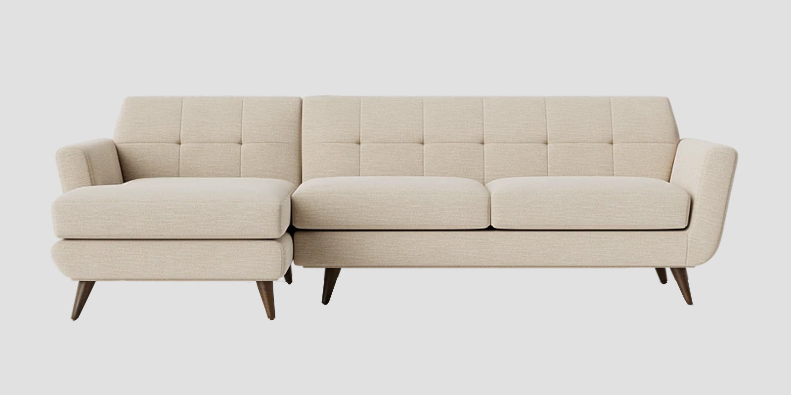 Jasmin Fabric RHS Sectional Sofa (3+ Lounger) In Ivory Cream Colour - Febonic Living