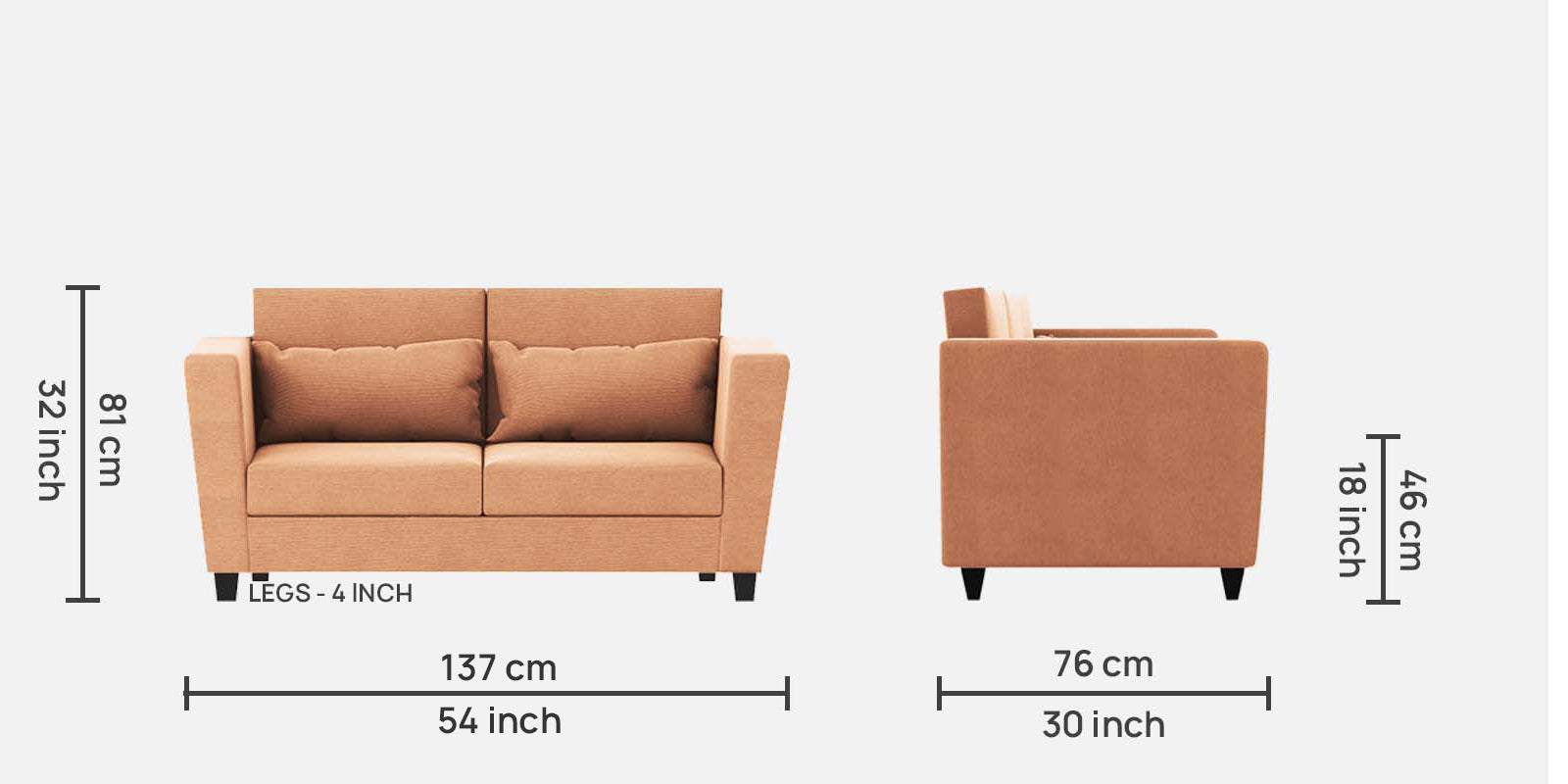 Tokyo Fabric 2 Seater Sofa In Cosmic Beige Colour - Febonic Living