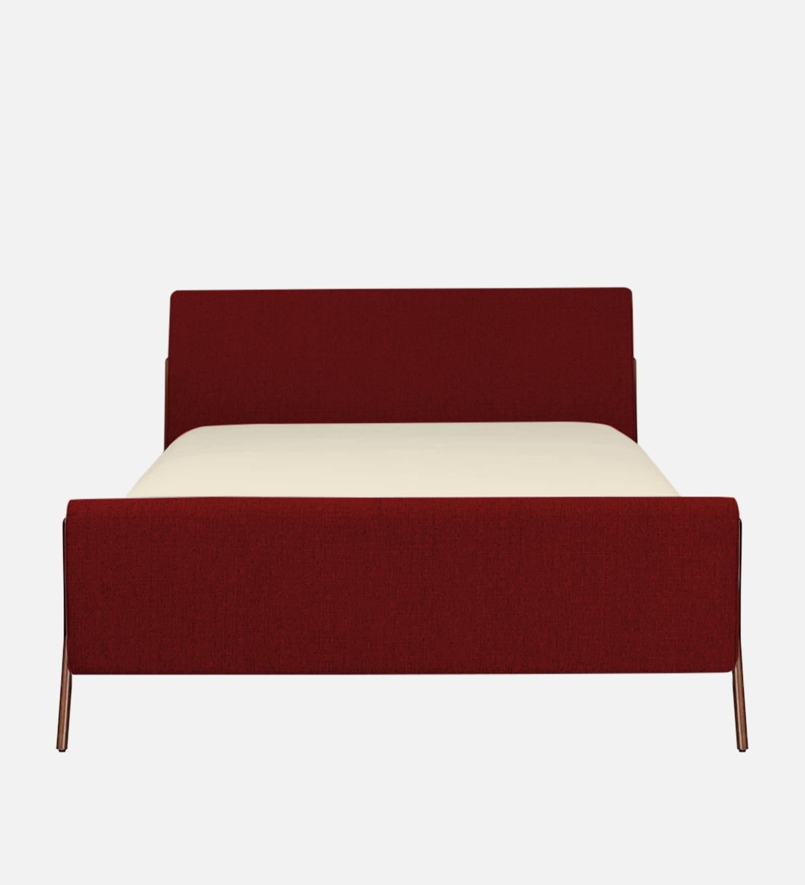 Catla Fabric Upholstered King Size Bed In Blood Maroon Colour - Febonic Living