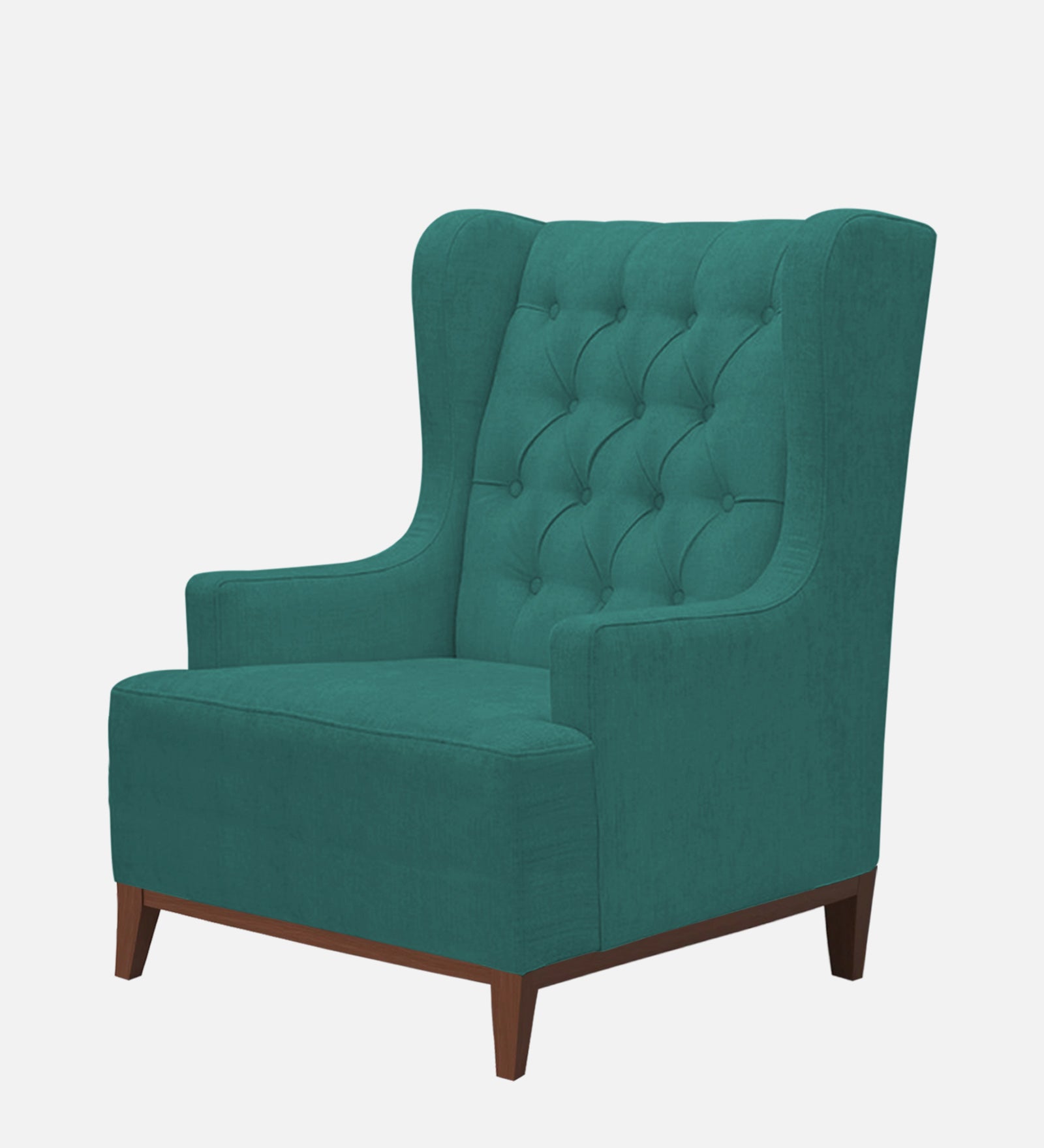 Kuchi Fabric Wing Chair In Sea Green Colour - Febonic Living
