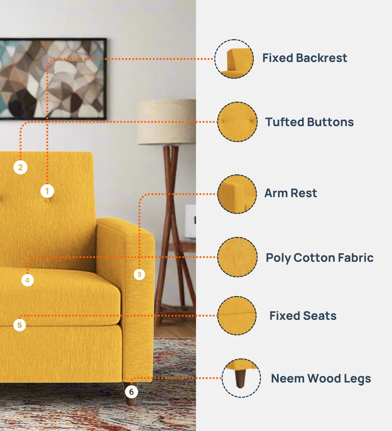 Timon Fabric 1 Seater Sofa In Sea Green Colour - Febonic Living