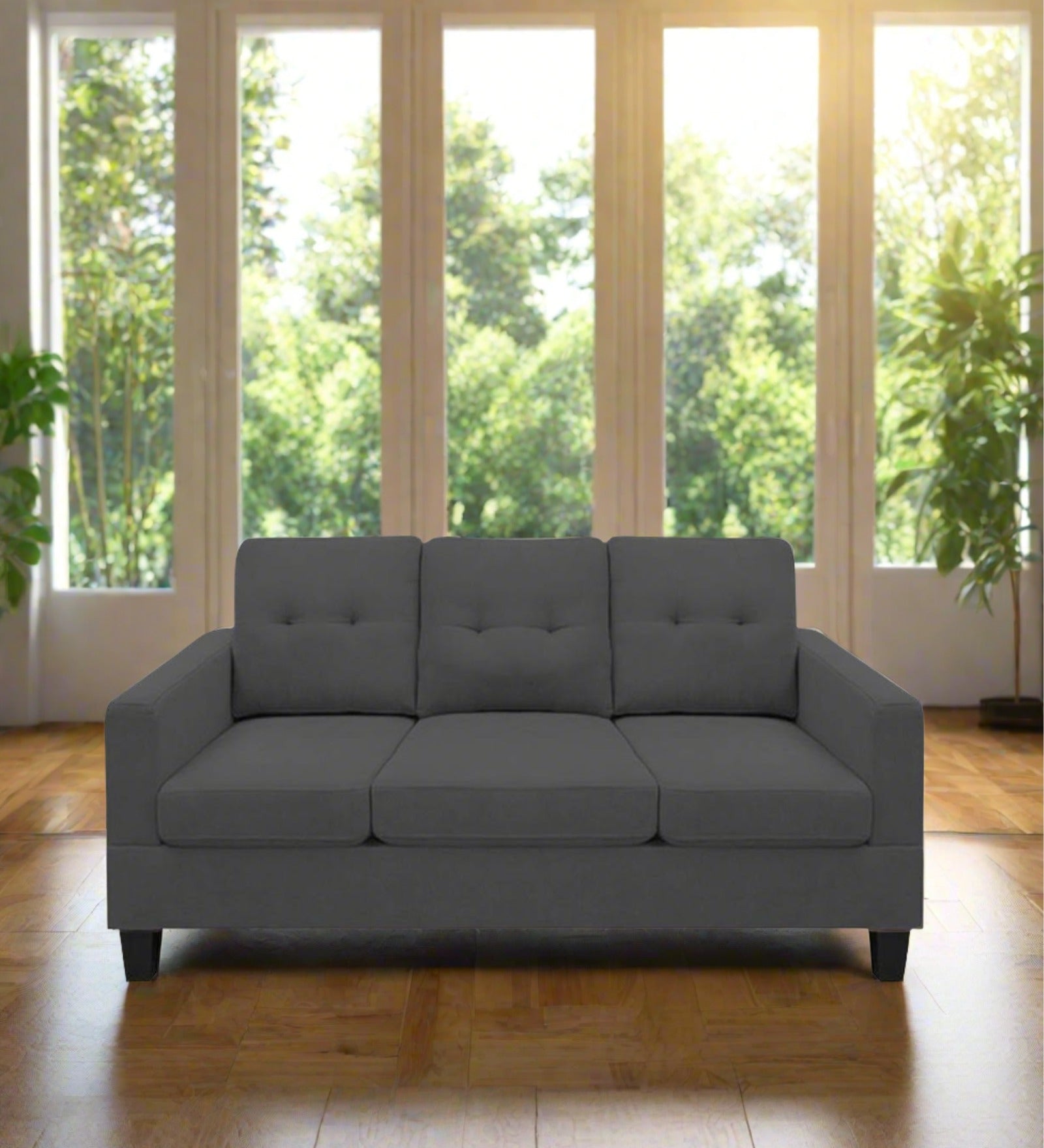 Thomas Fabric 3 Seater Sofa In Charcoal Grey Colour - Febonic Living
