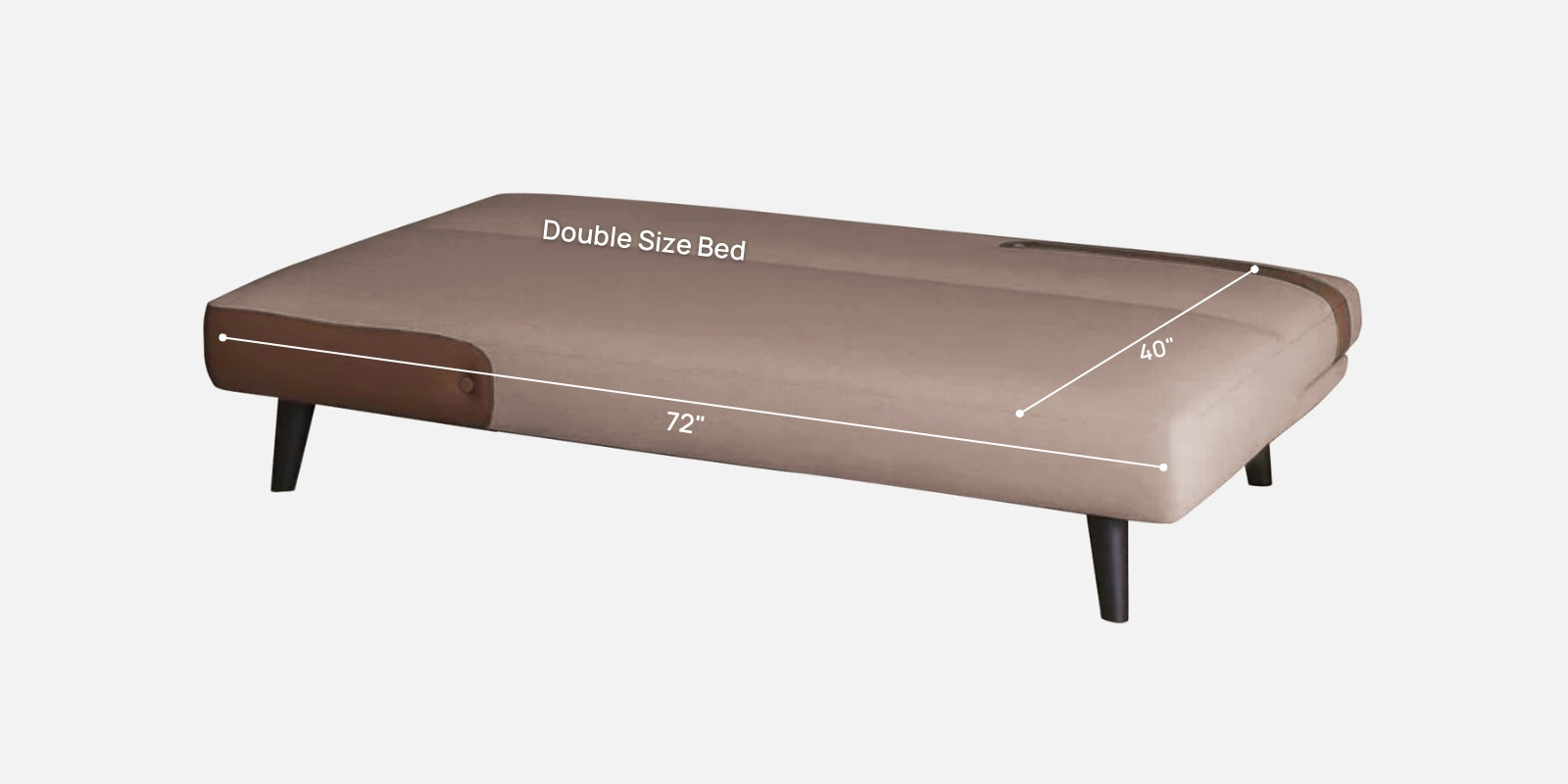 Vedan Fabric 3 Seater Convertible Sofa Cum Bed In Kadhi Beige Colour - Febonic Living