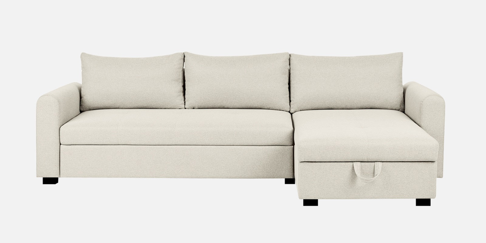 Sigma Fabric LHS Sectional Sofa (3+Lounger) In Ivory Cream Colour - Febonic Living