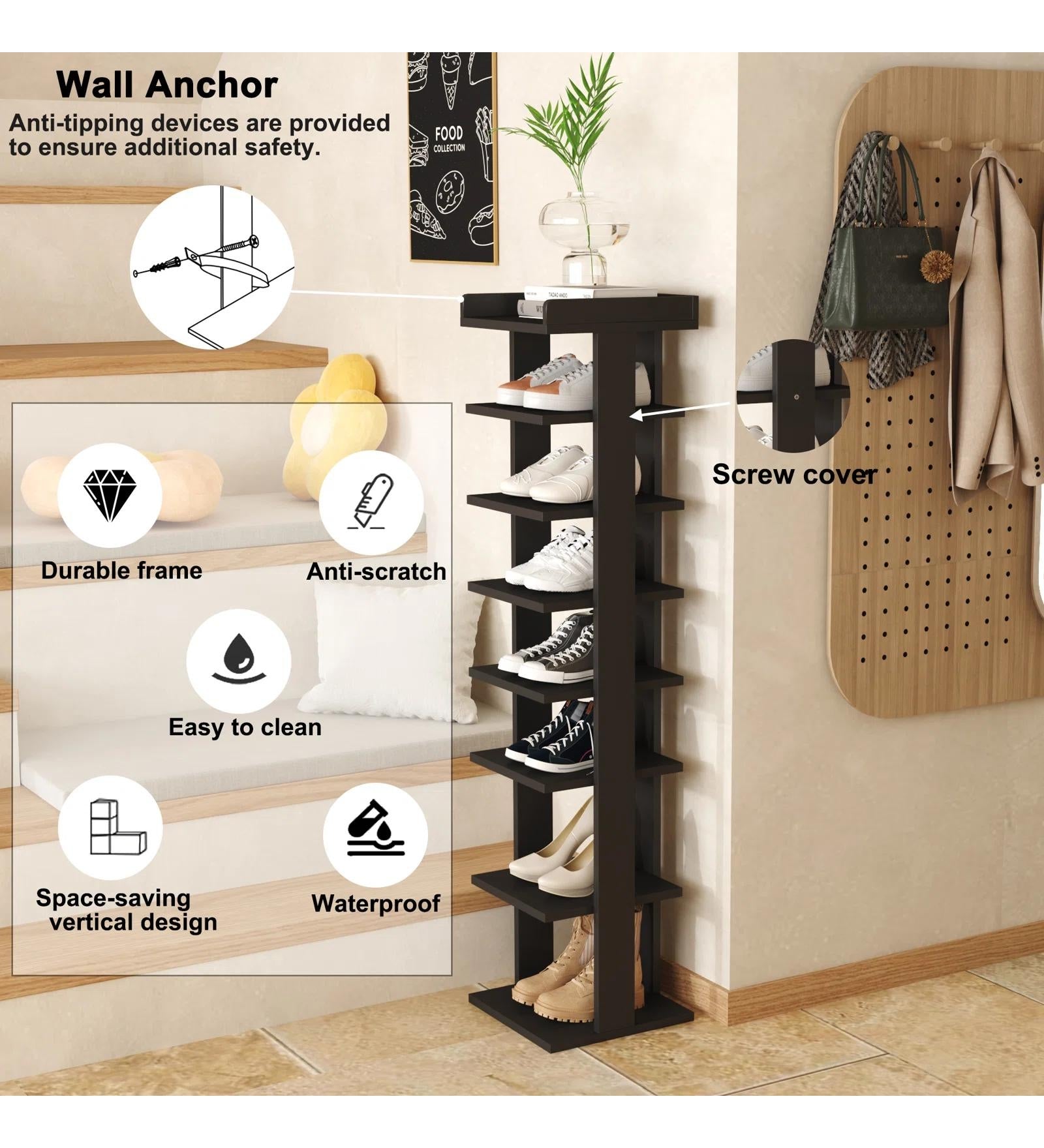 Monis Shoe Rack In Frosty White And Wenge Finish - Febonic Living