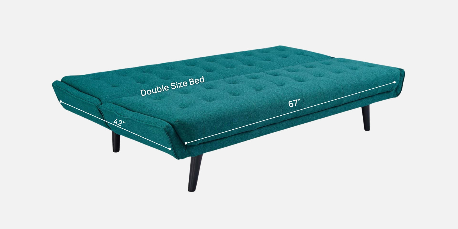 Saso Fabric Convertible Sofa Cum Bed In Sea Green Colour - Febonic Living